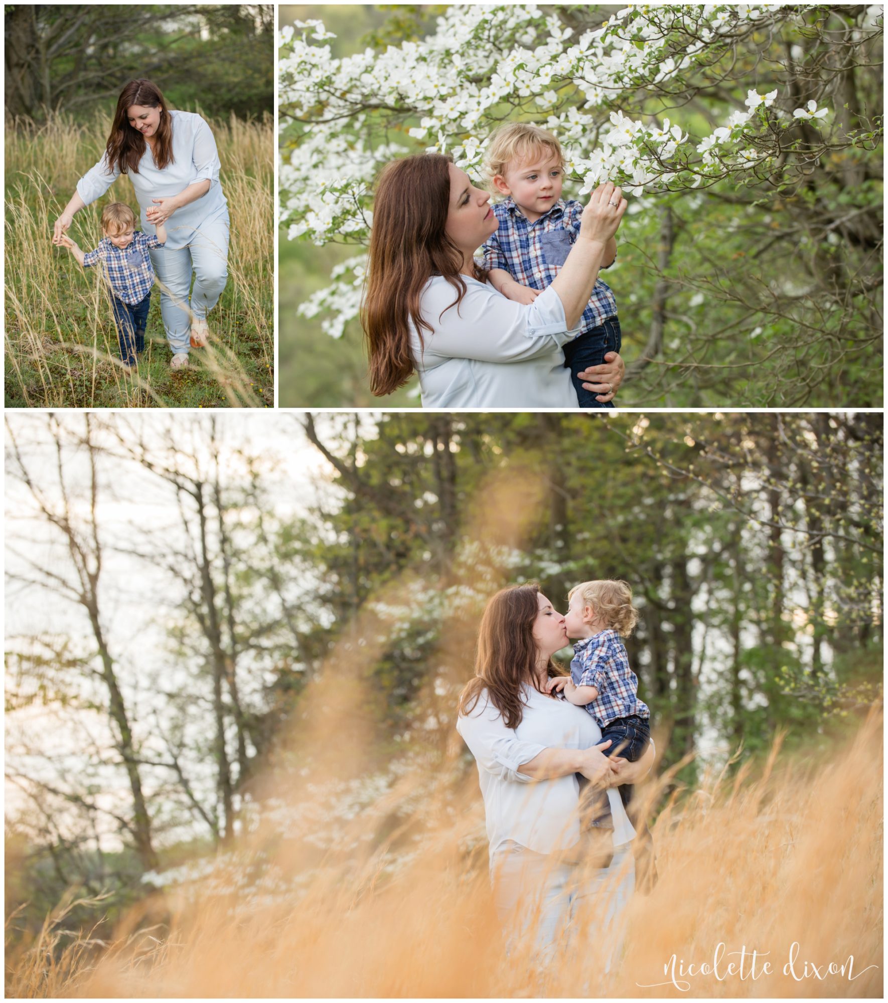 Pittsburgh Children's Photographers | Mom kissing son in field