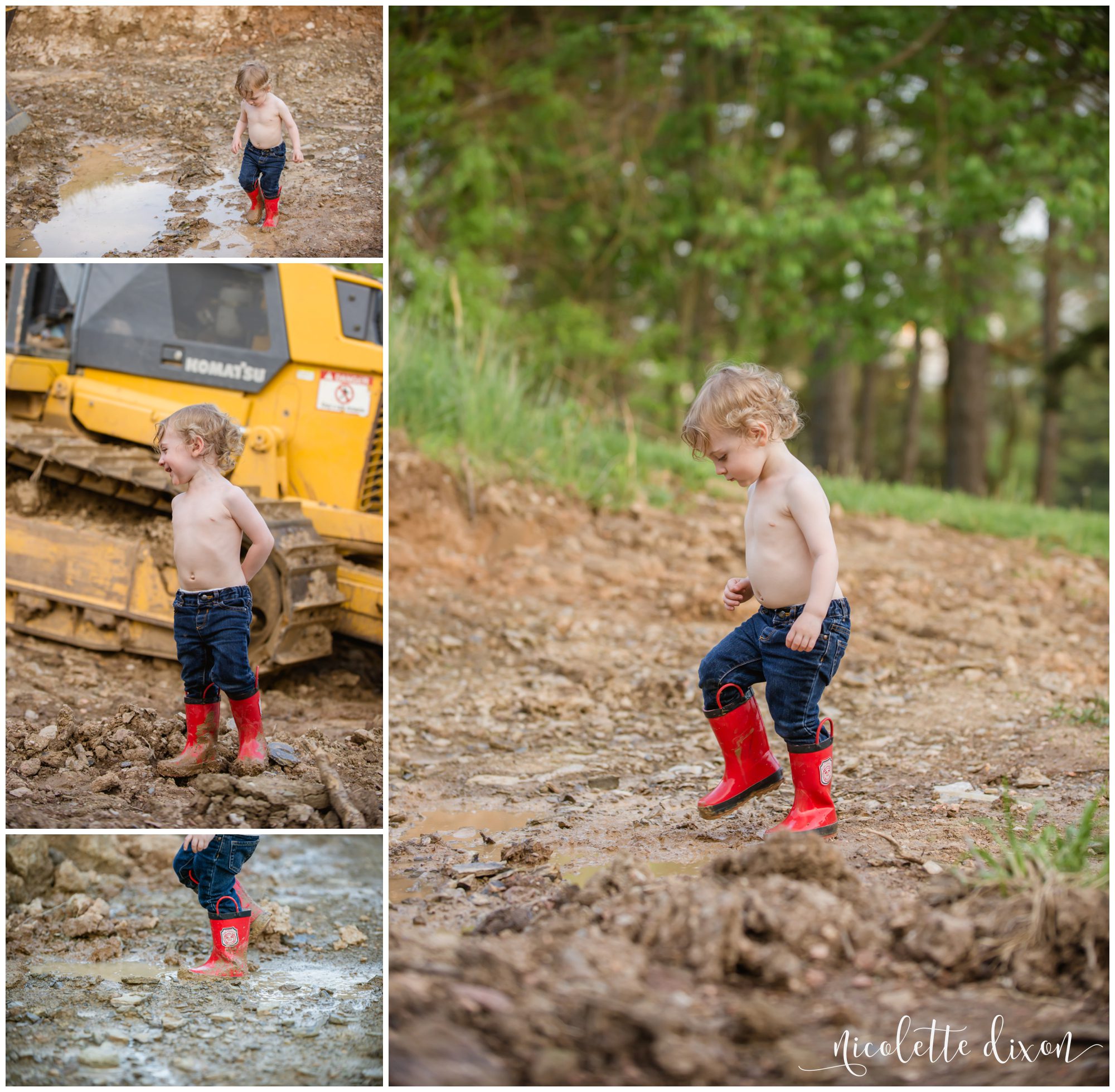 Pittsburgh Children's Photographers | Child playing in a puddle
