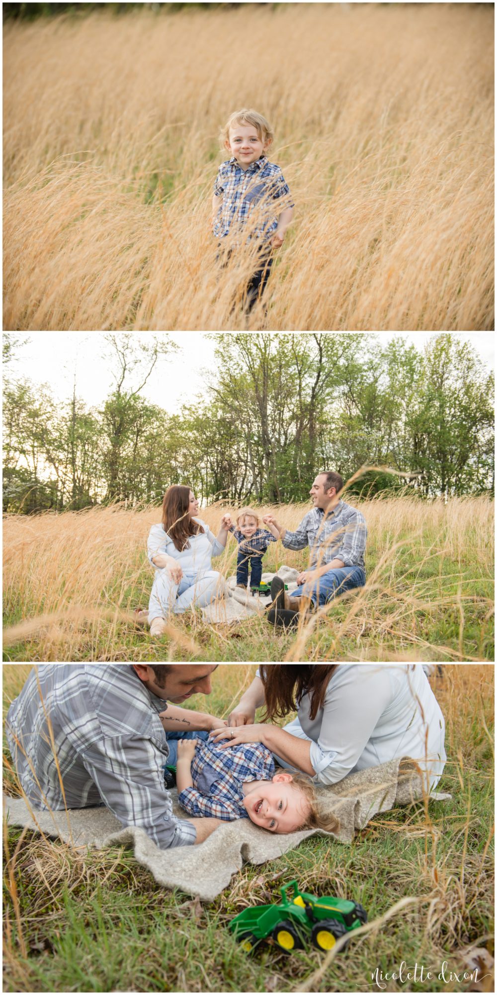 Pittsburgh Children's Photographers | Mom and dad playing with son in field