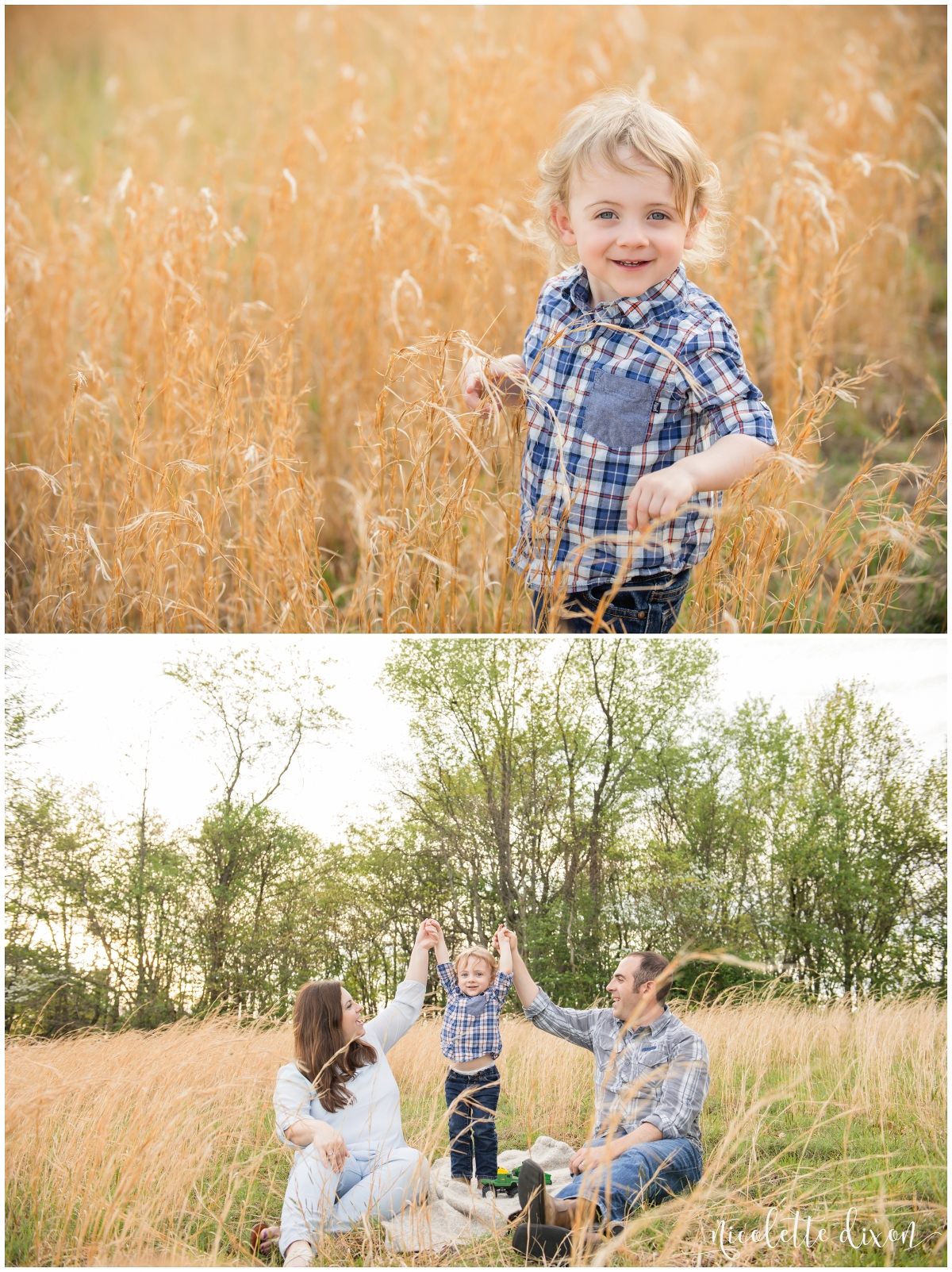 Pittsburgh Children's Photographers | Mom and dad playing with son in field