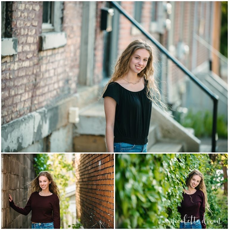 Senior Pictures Pittsburgh PA | Senior Girl Standing in Front of Row Houses