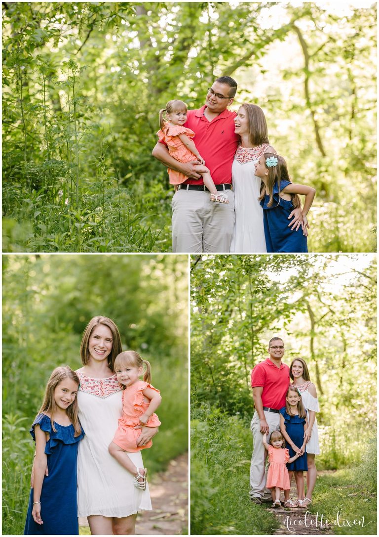 Family Photographers Pittsburgh PA | Family laughing at daughter on wooded trail