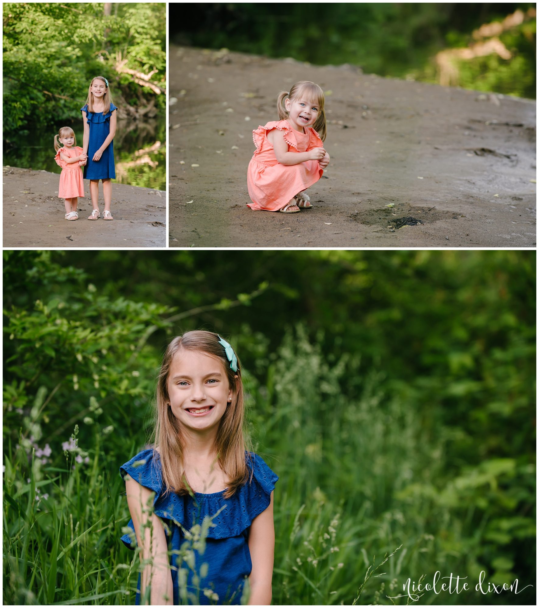 Family Photographers Pittsburgh PA | Sisters holding hands by the water