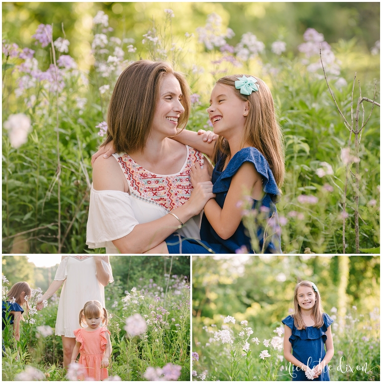 Family Photographers Pittsburgh PA | Girls picking wild flowers