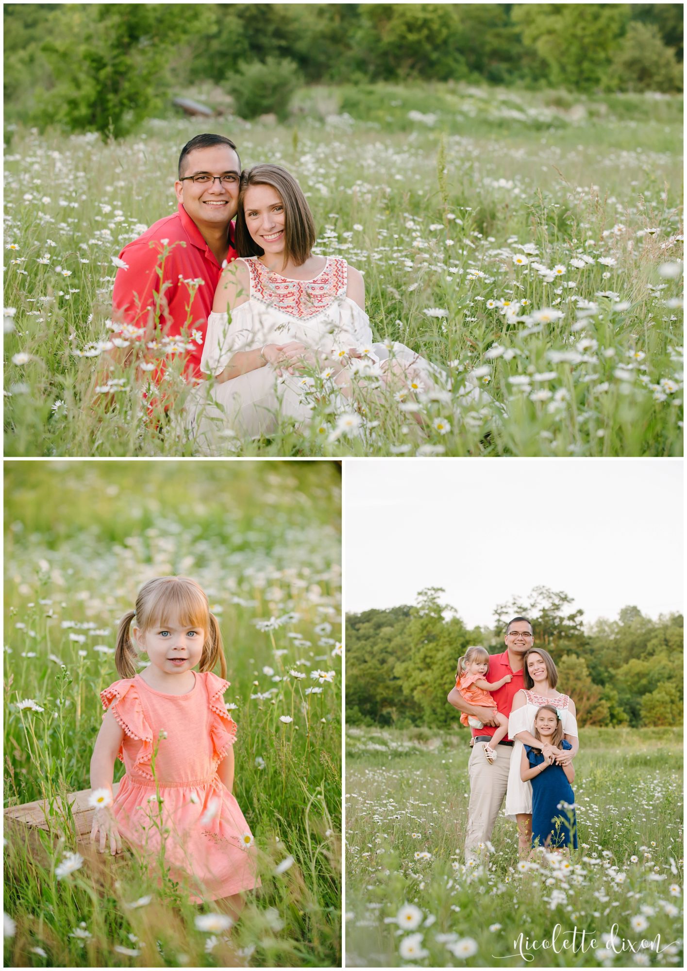 Family Photographers Pittsburgh PA | Husband and wife sitting in a field of wild flowers