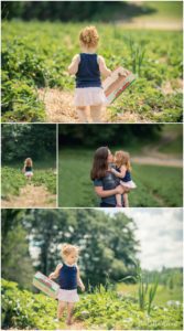 Pittsburgh Photographers Family | Mom holding daughter in strawberry field at Simmons Farm near Pittsburgh