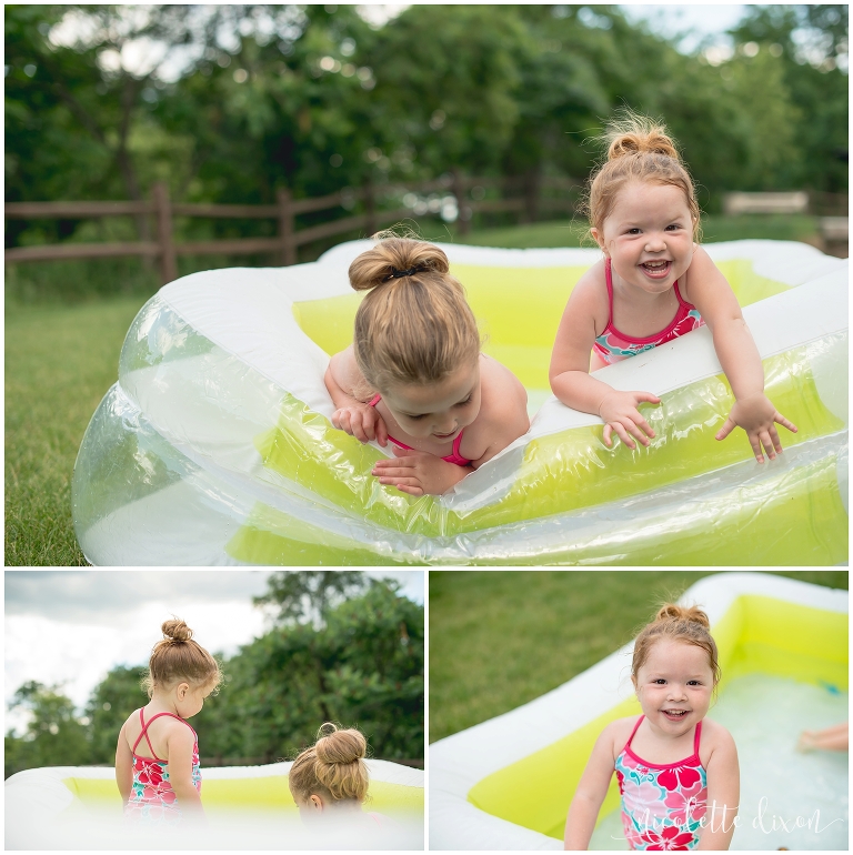 Girls playing laughing in pool at home near Pittsburgh