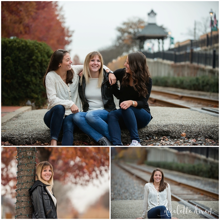 Girls laughing together at Oakmont Railroad Station near Pittsburgh