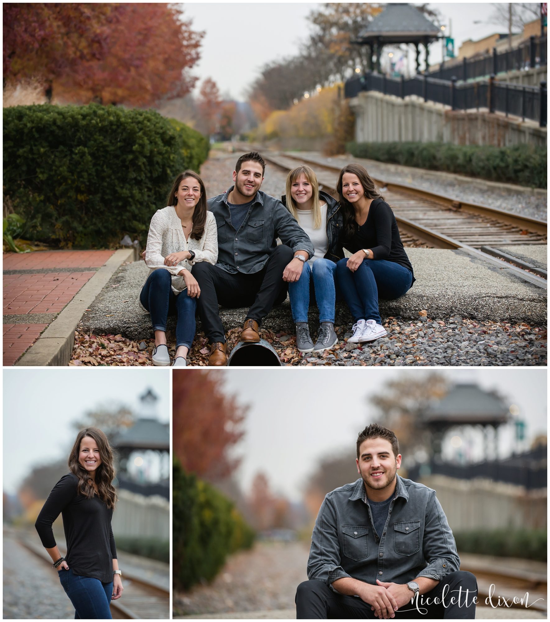 Family Sitting together at Oakmont Railroad Station near Pittsburgh