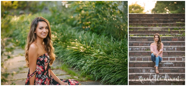 Girl sitting on the steps in Mellon Park near Pittsburgh