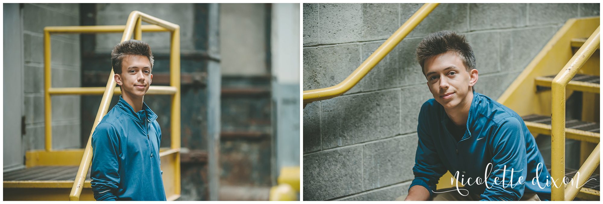 Senior Sitting on Yellow Steps in Downtown Pittsburgh
