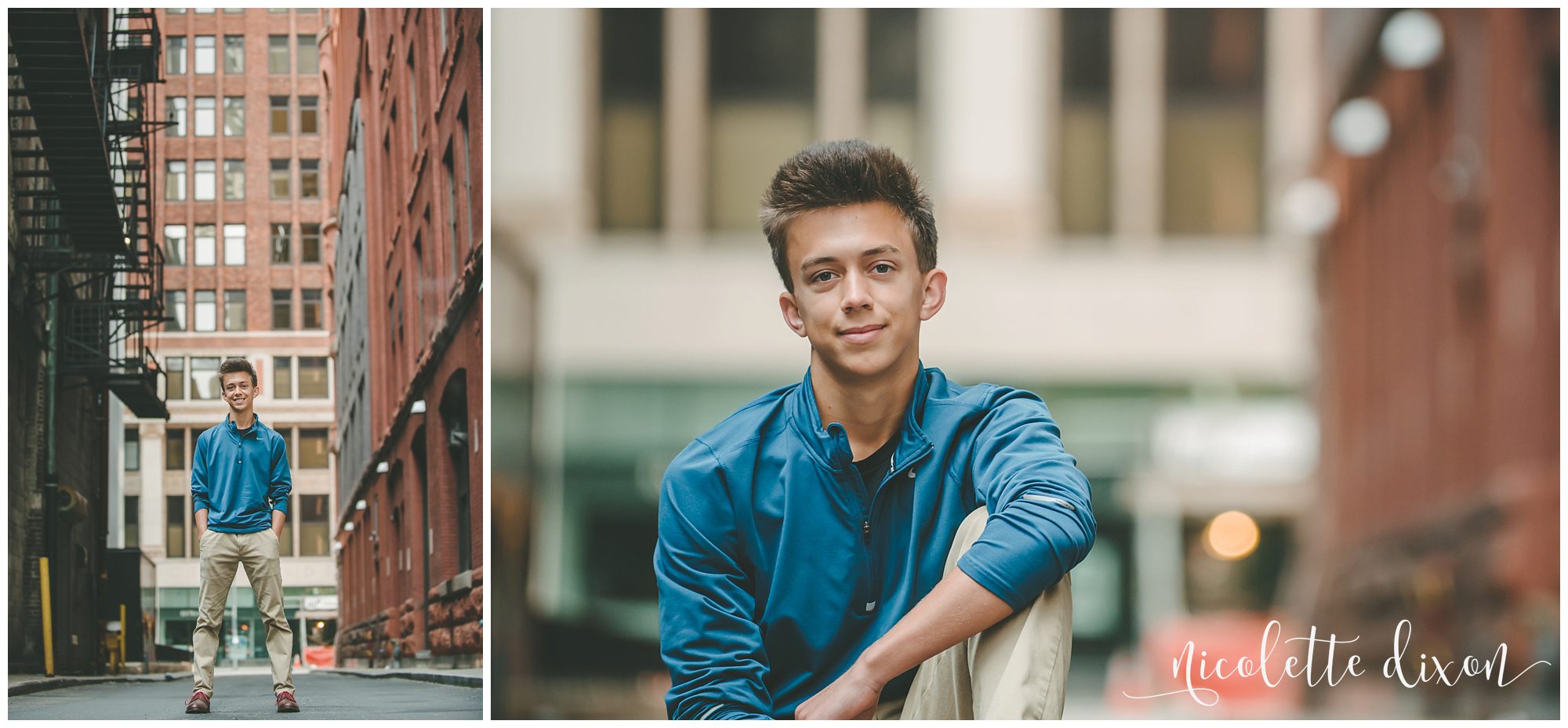 Senior Standing in Alleyway in Downtown Pittsburgh