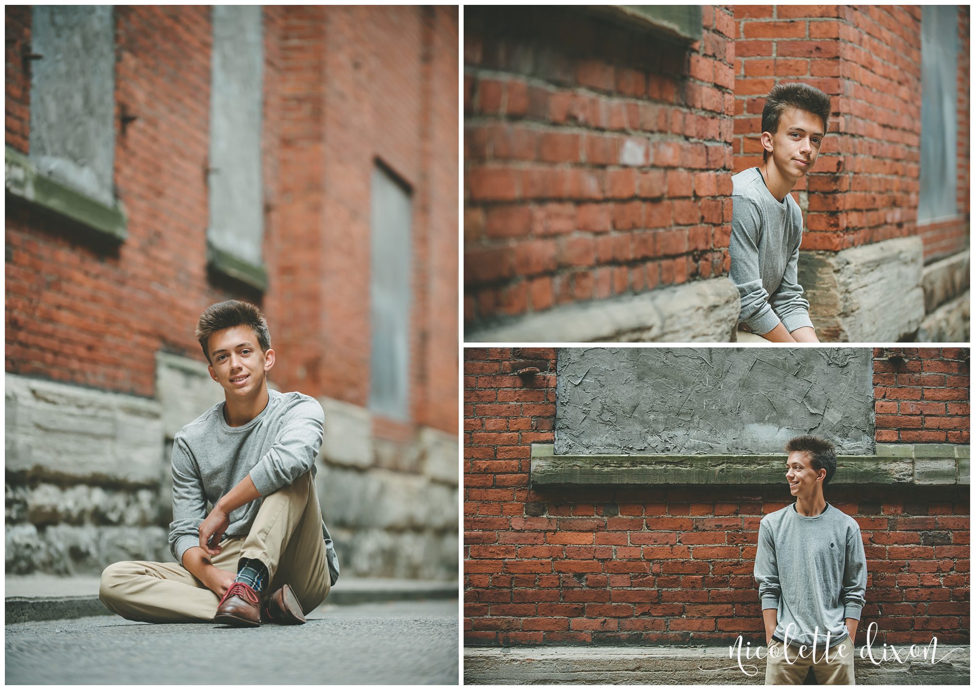 High School Senior Sitting in Alleyway in Downtown Pittsburgh