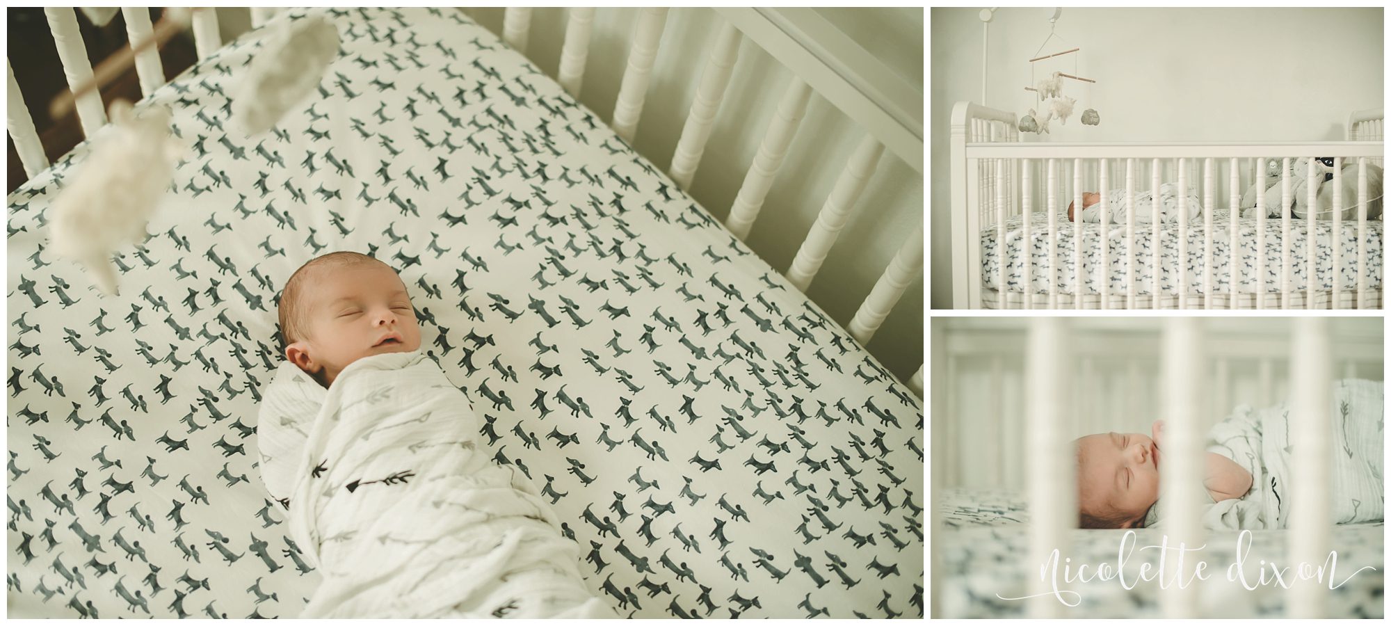 Baby swaddled in crib in home near Pittsburgh