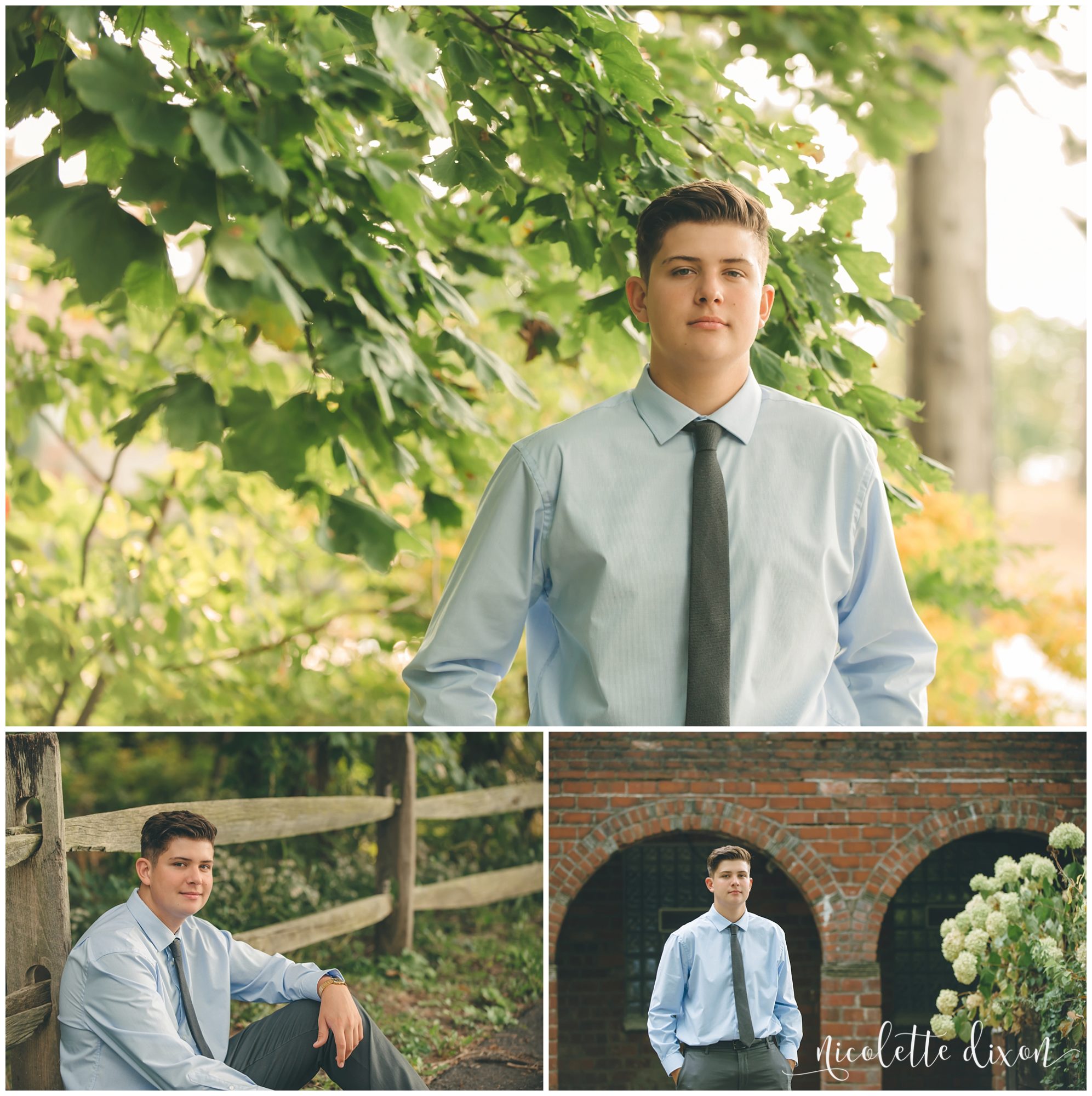 Senior standing next to tree in Robin Hill park in Moon Township near Pittsburgh