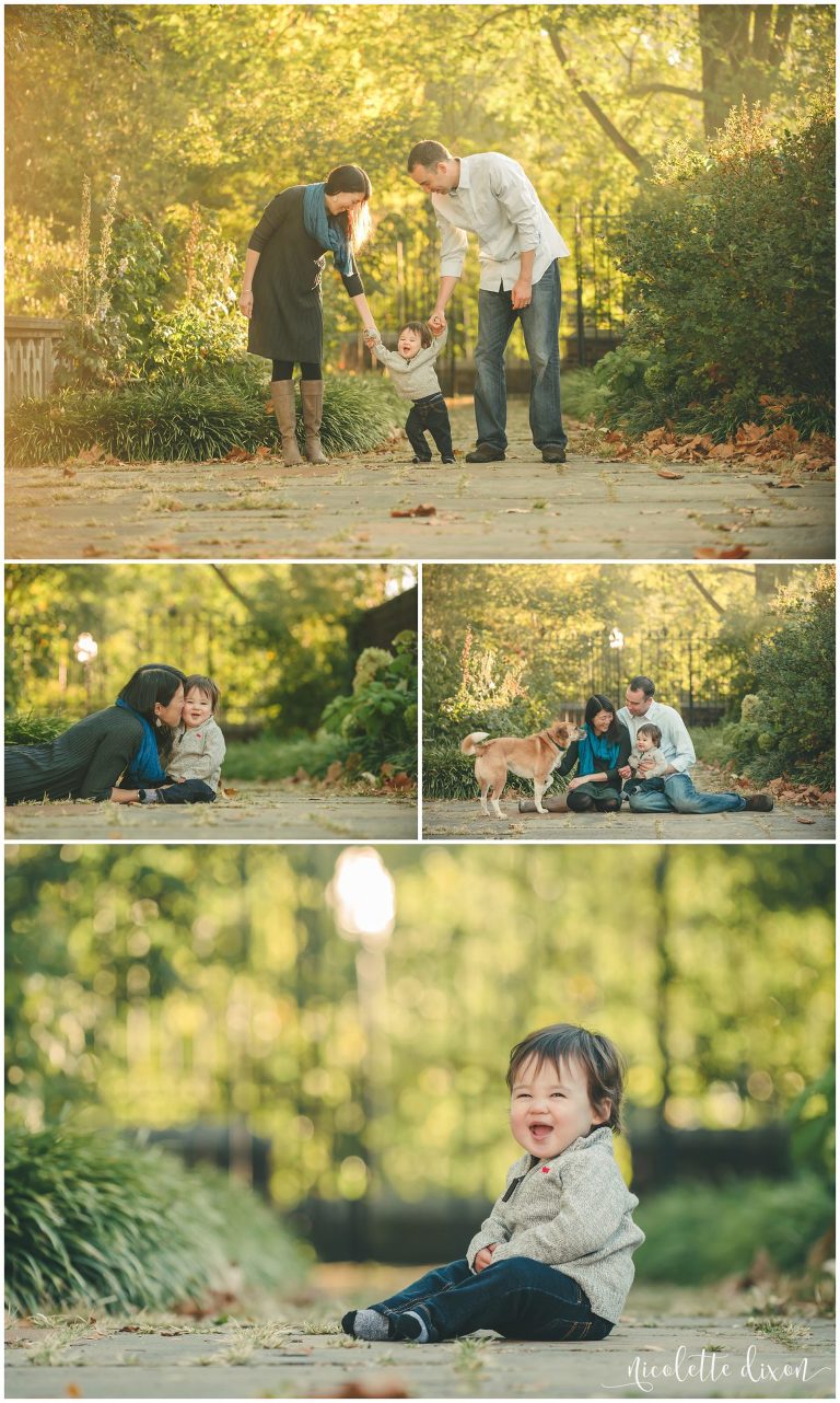 Family walking on path in Mellon Park near Pittsburgh