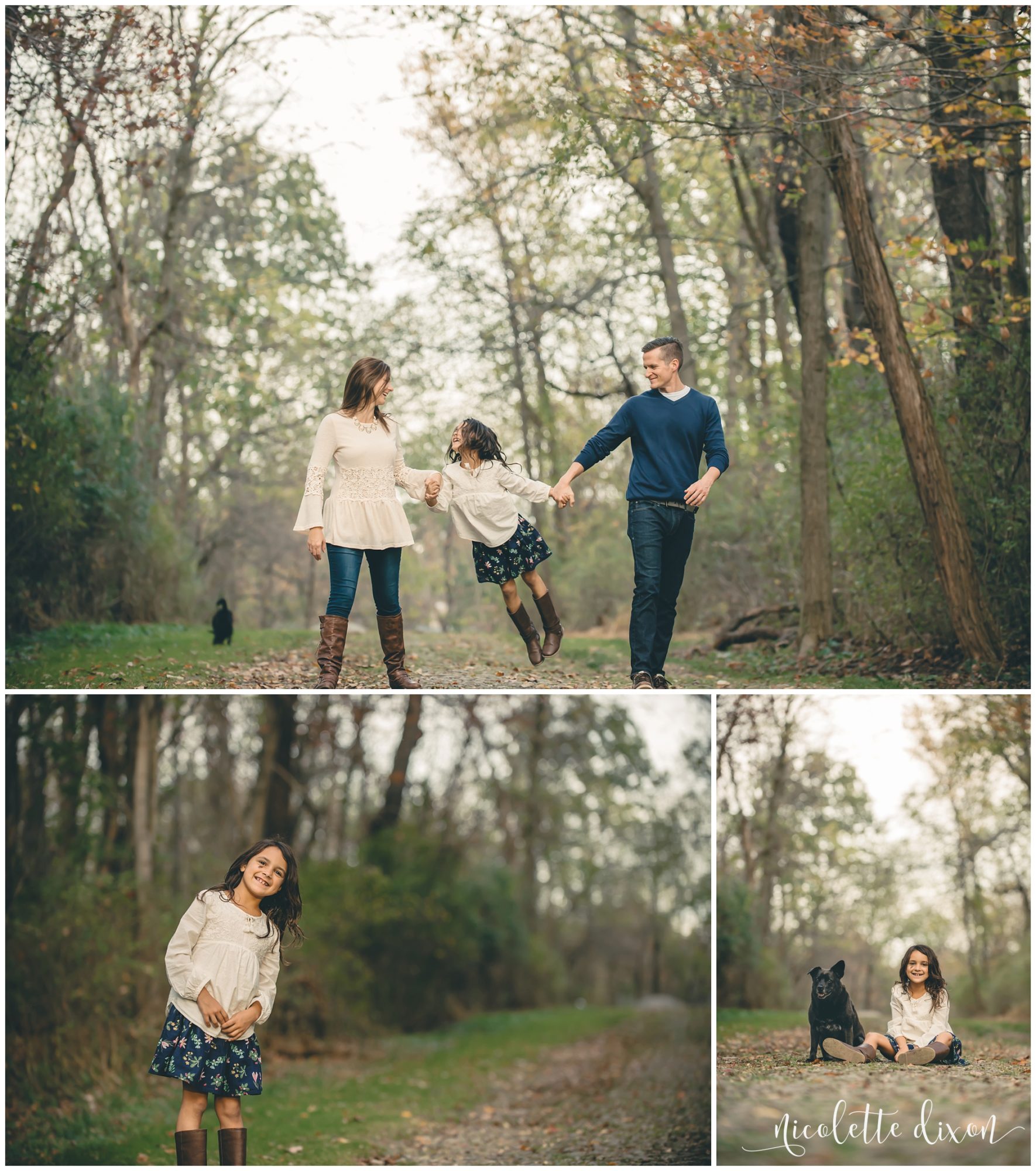 Family walking on trail at Sewickley Heights Borough Park near Pittsburgh