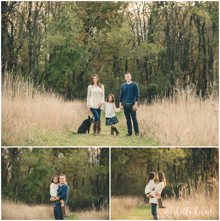 Family standing in field at Sewickley Heights Borough Park near Pittsburgh
