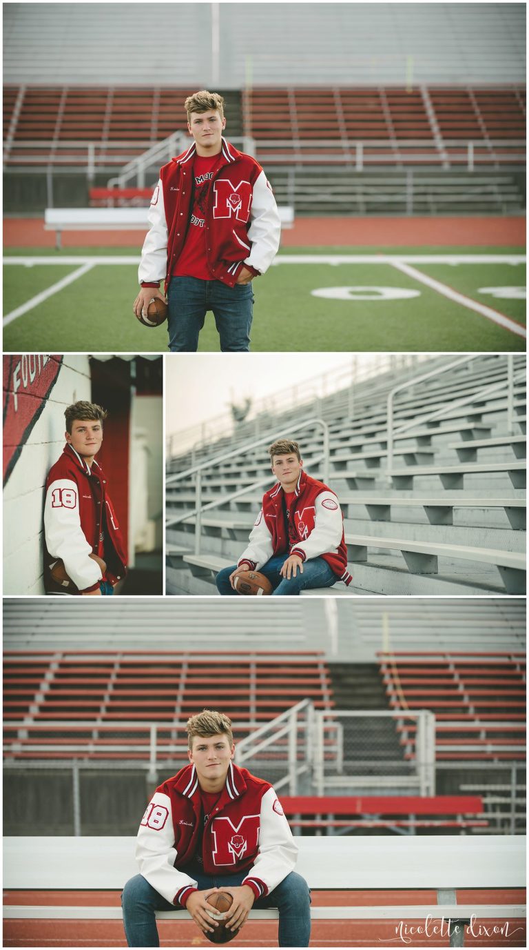 Senior boy standing on field at Moon Area High School near PIttsburgh