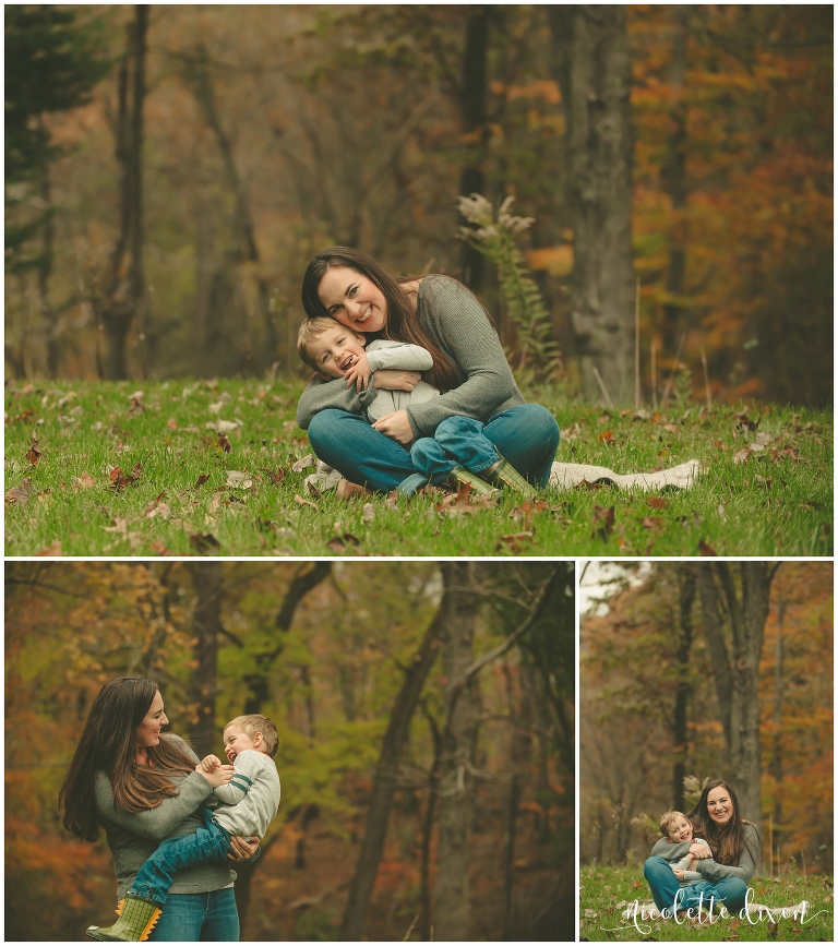 Mom playing with son in Moon Township PA near Pittsburgh