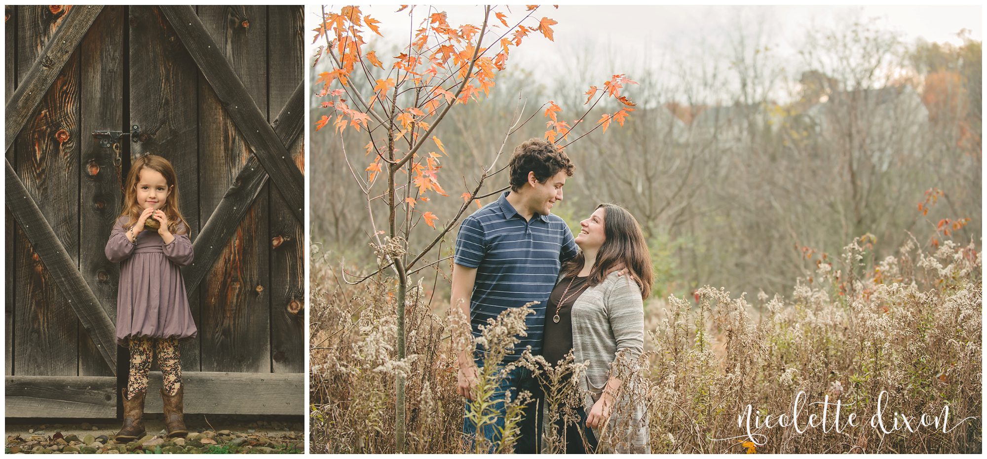 Husband and wife looking at each other in a field in Washington PA near PIttsburgh