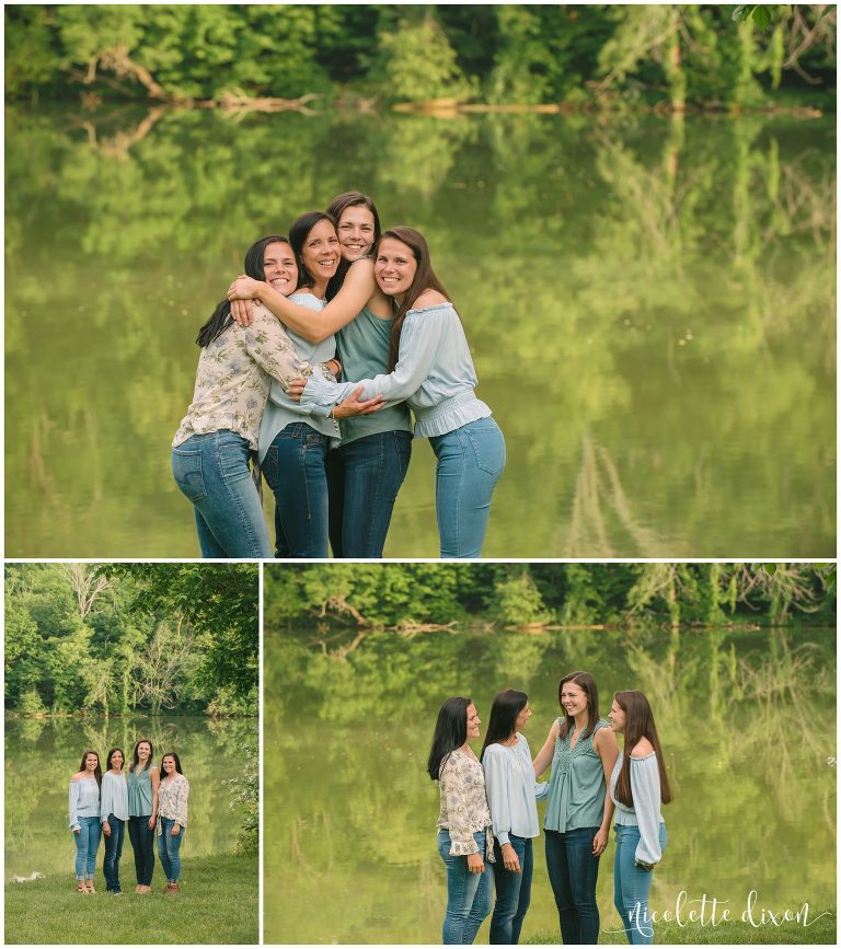 Girls hugging their mom at Peters Lake Park near Pittsburgh