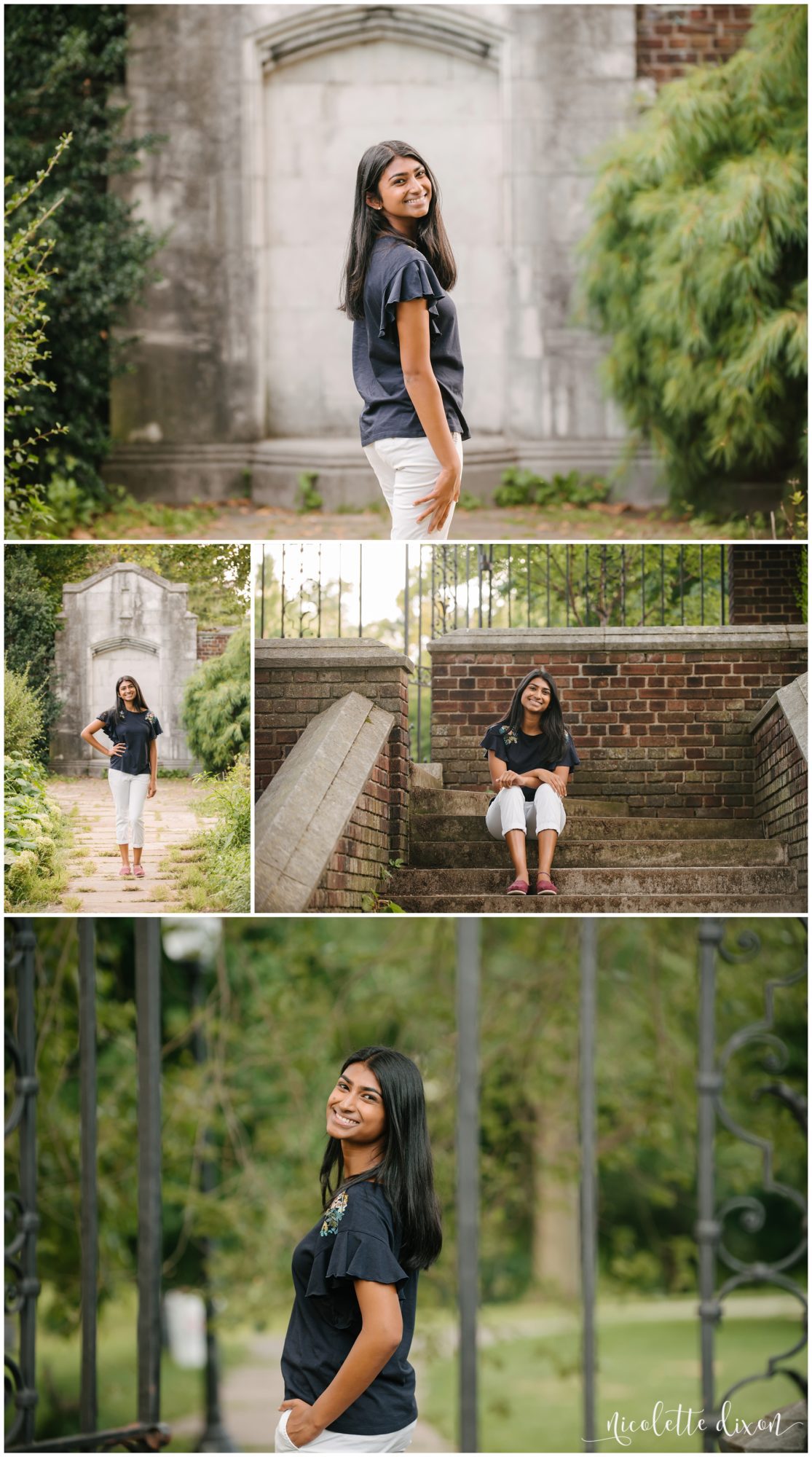 High School Senior Girl Standing on Path at Mellon Park near Pittsburgh