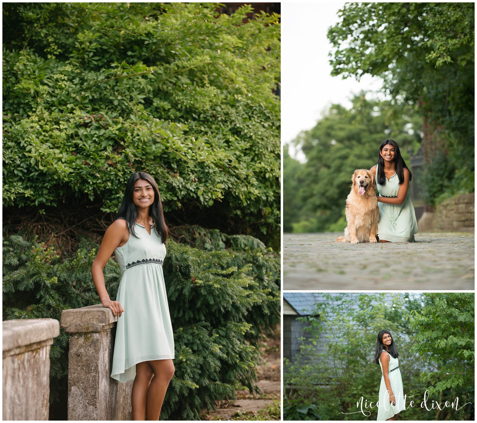High School Senior Girl Standing Next To Wall at Mellon Park near Pittsburgh
