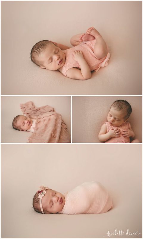 Newborn Baby Girl on Pink Blanket in Studio in Moon Township near Pittsburgh