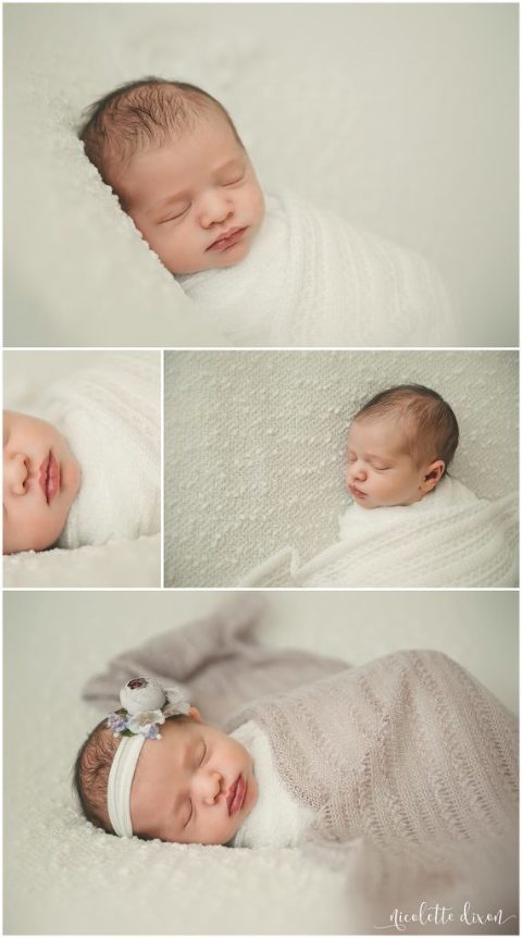 Newborn Baby Girl on White Blanket in Studio in Moon Township near Pittsburgh