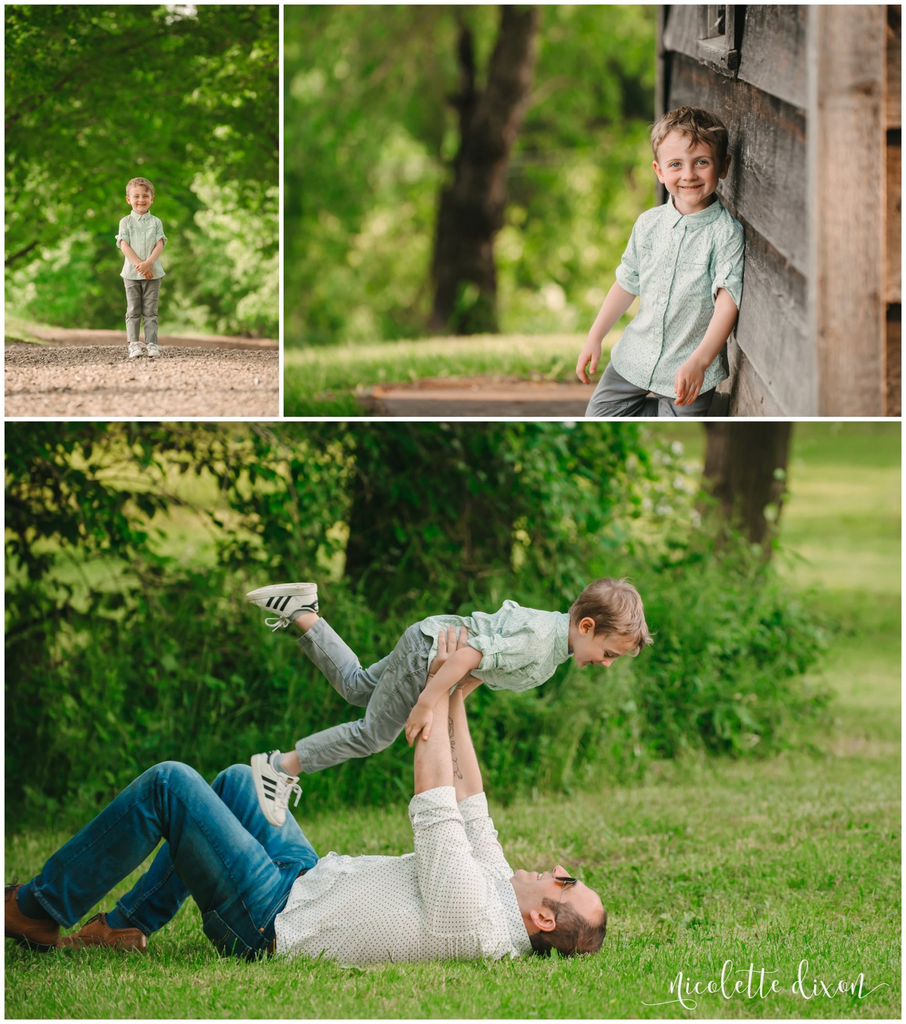 A little boy and his father playing together at Round Hill Park near Pittsburgh