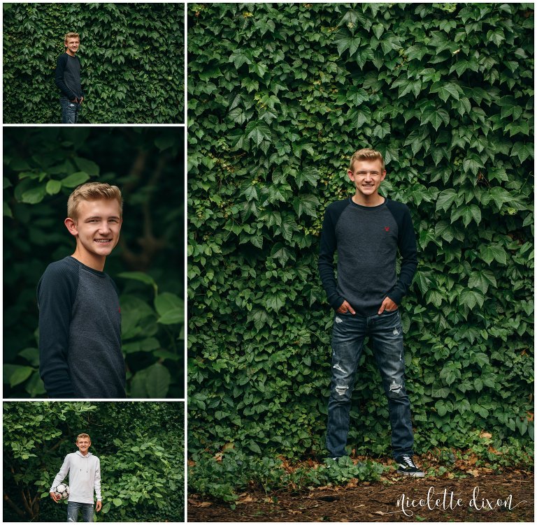 High school senior poses near buildings and flora near downtown Pittsburgh, PA