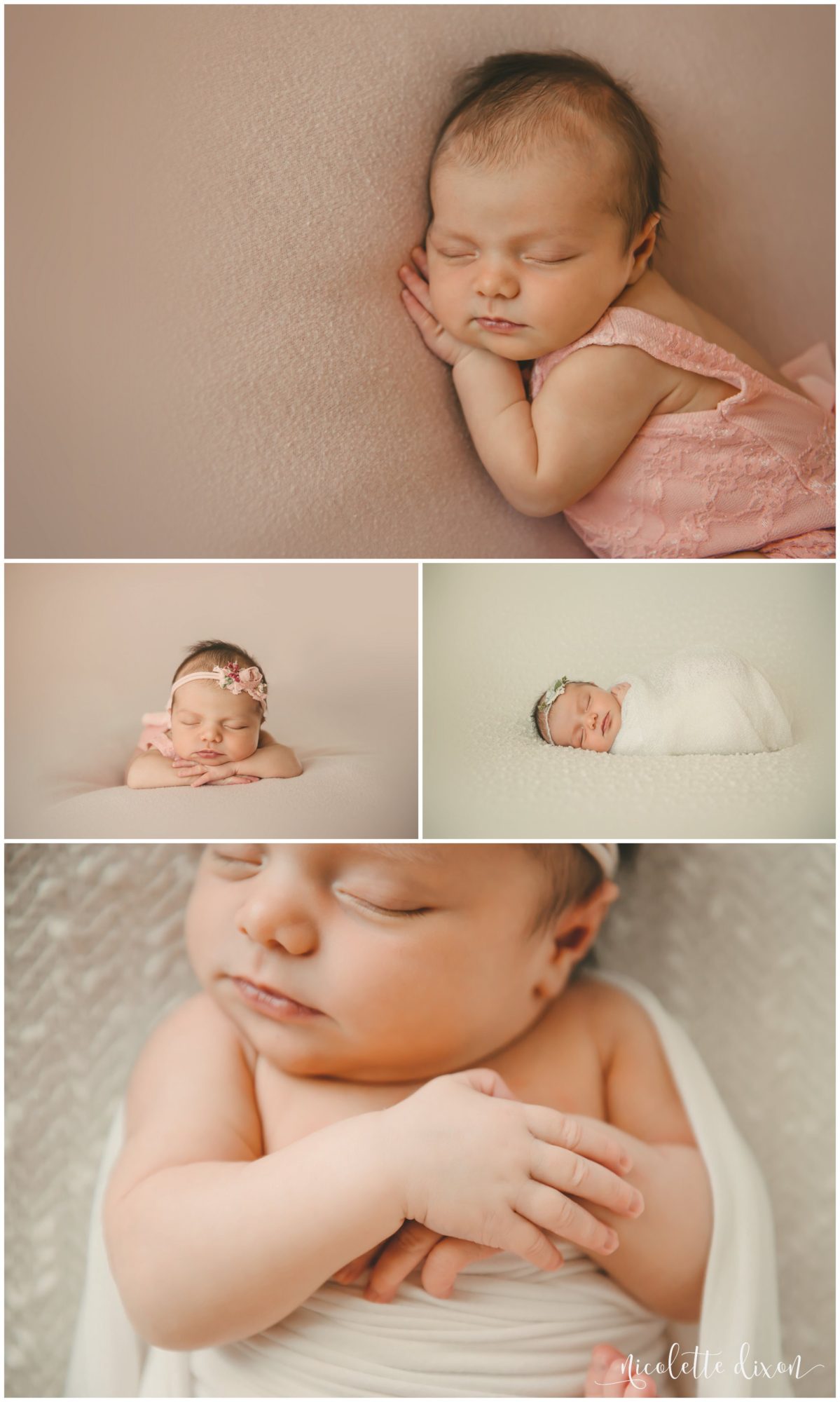 Newborn baby girl sleeping peacefully near Pittsburgh