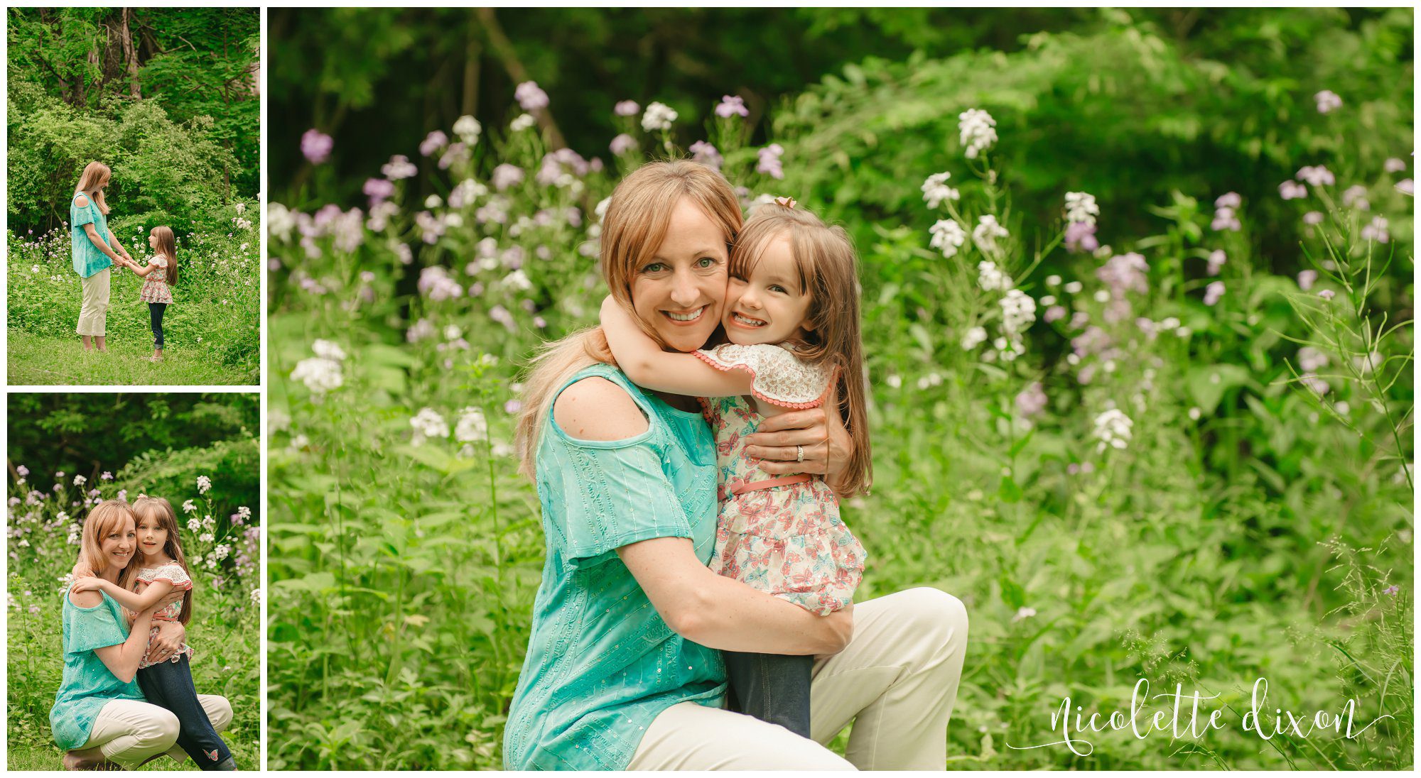 Mother and daughter(s) hugging in Robin Hill Park near Pittsburgh