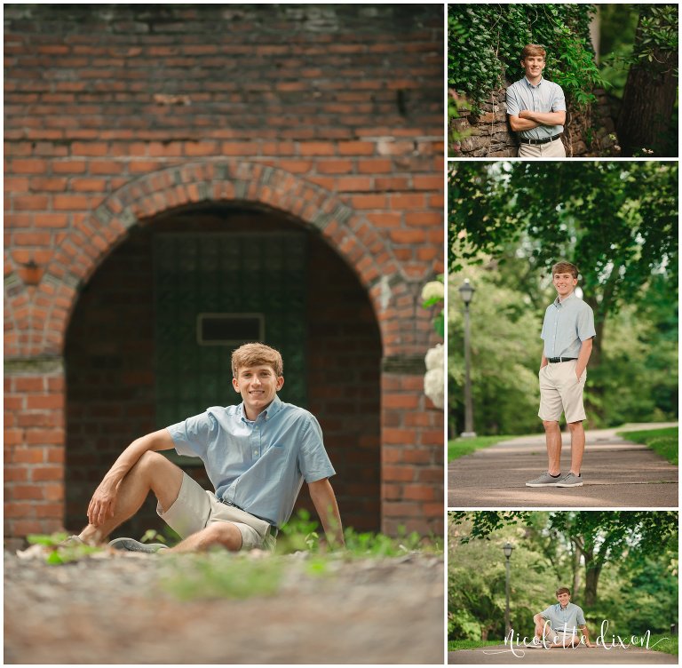 High school senior boy posing in Robin Hill Park near Pittsburgh