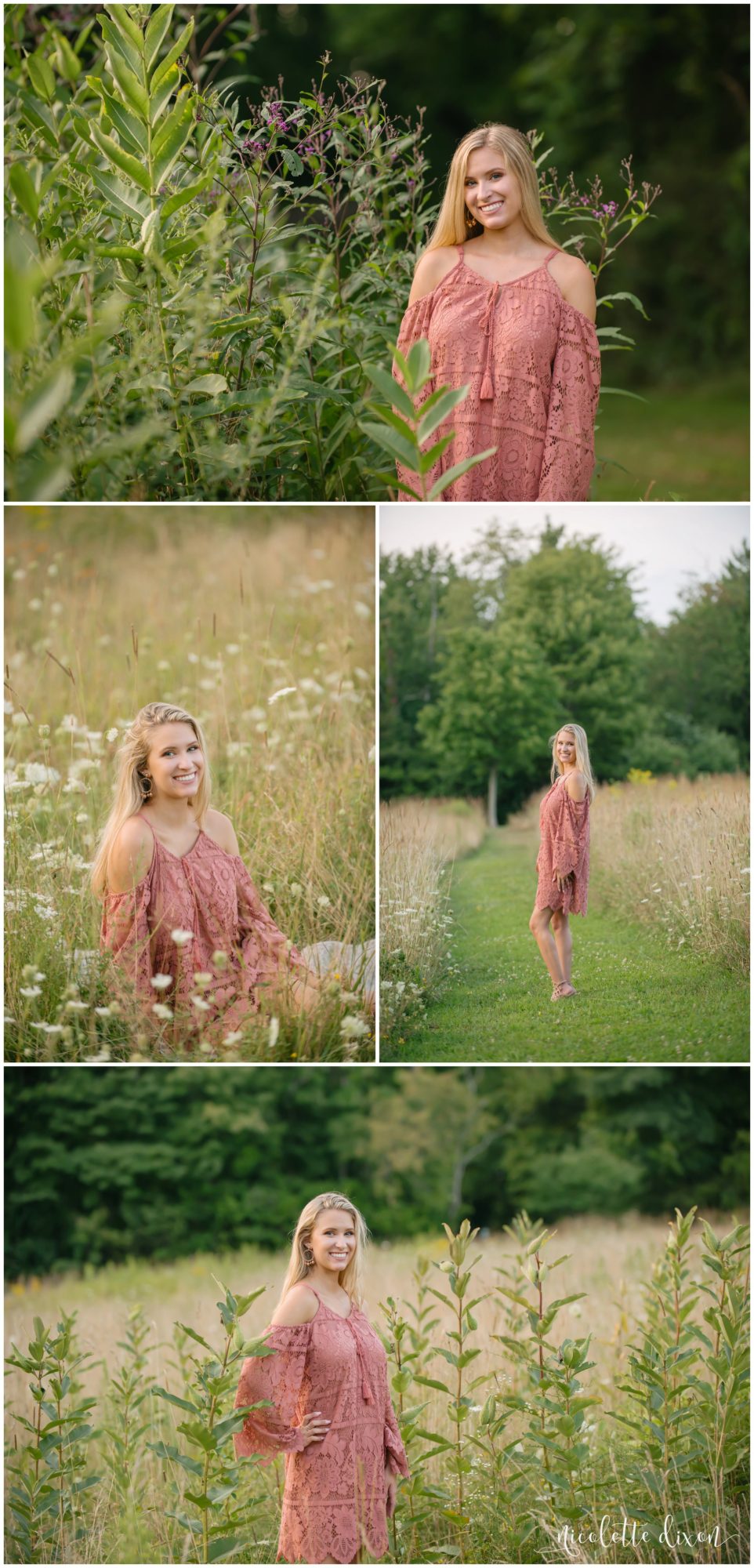 High school senior girl poses in field in Sewickley Heights Borough Park near Pittsburgh