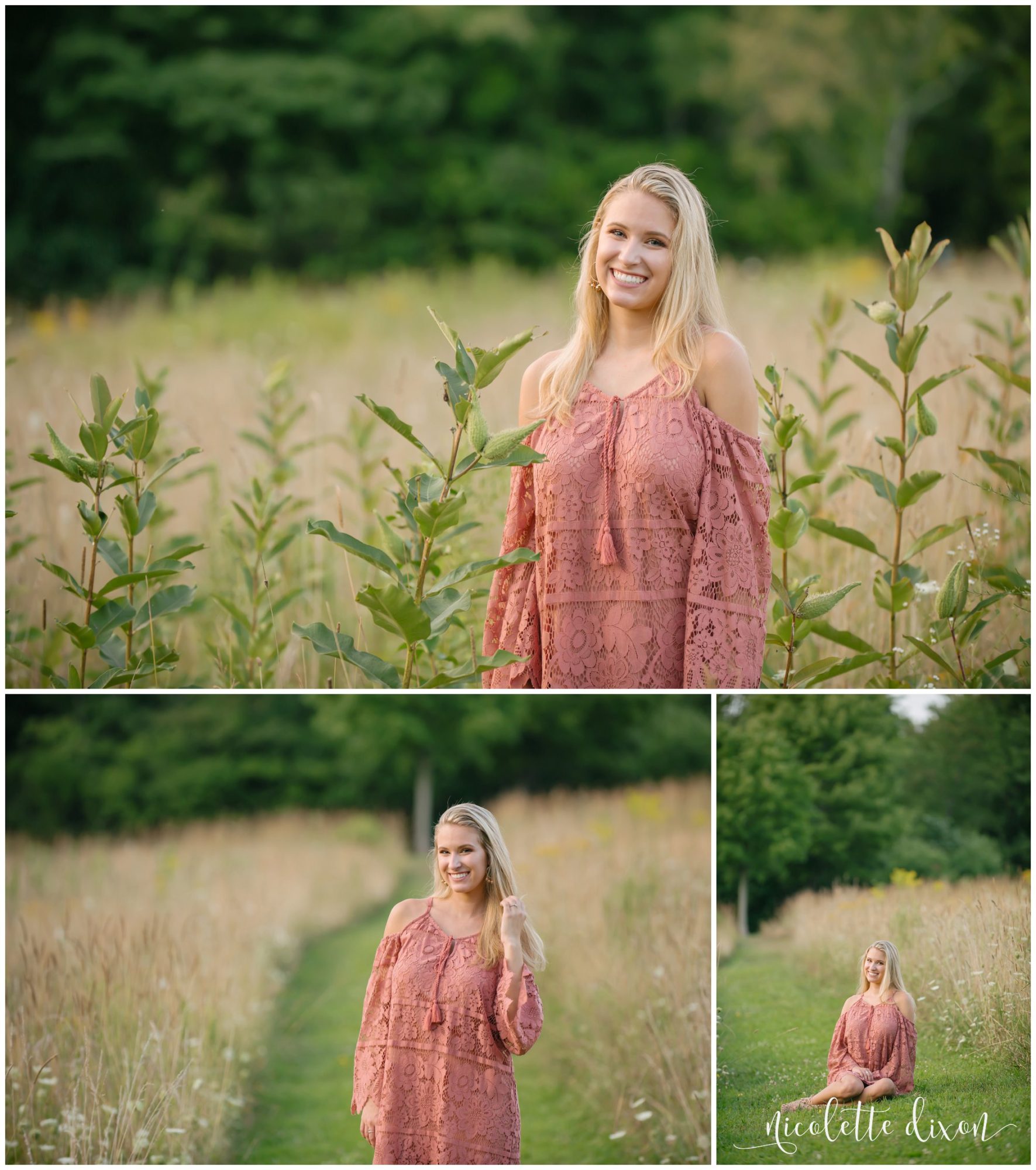 High school senior girl poses in field in Sewickley Heights Borough Park near Pittsburgh
