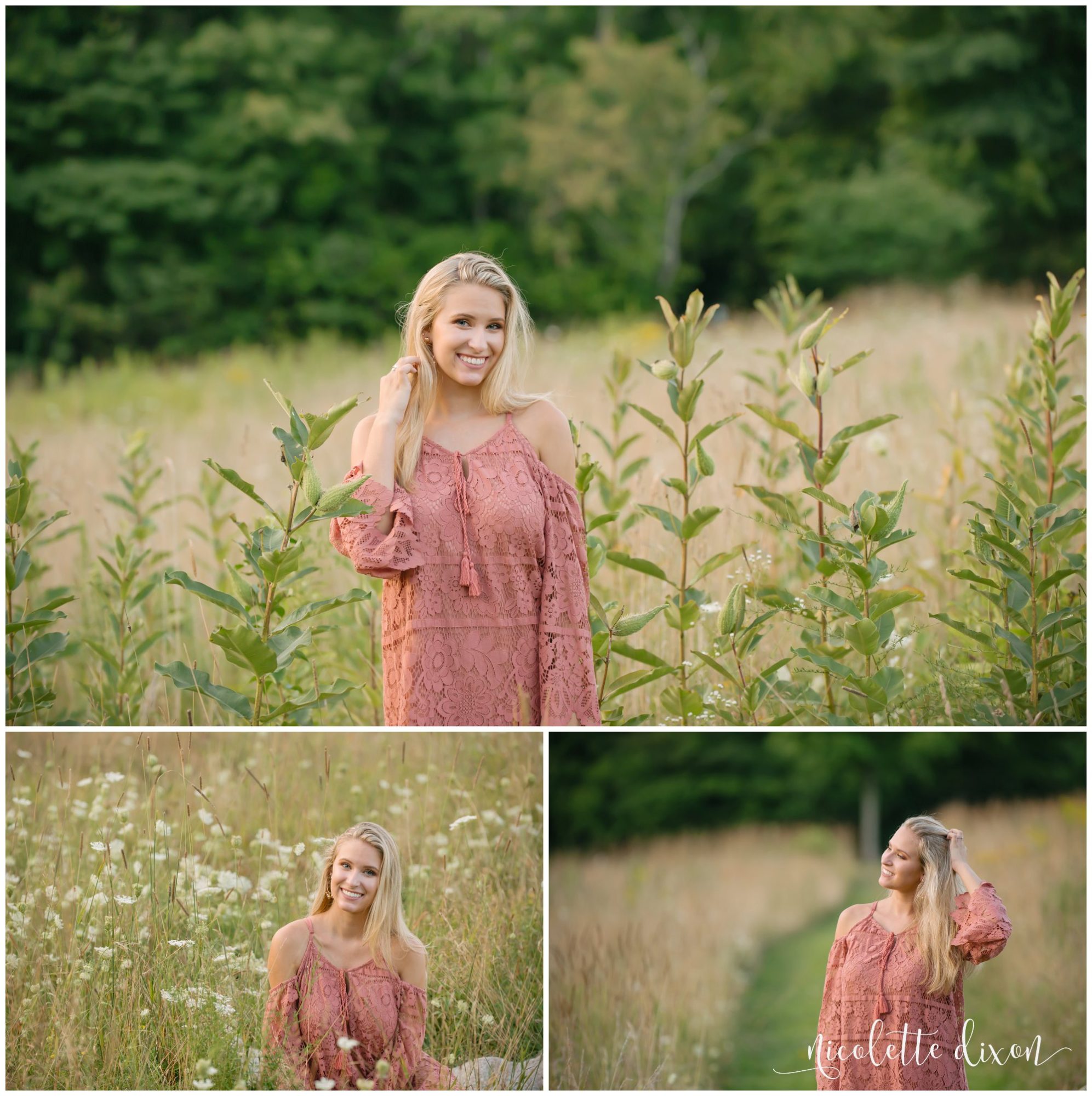 High school senior girl poses in field in Sewickley Heights Borough Park near Pittsburgh