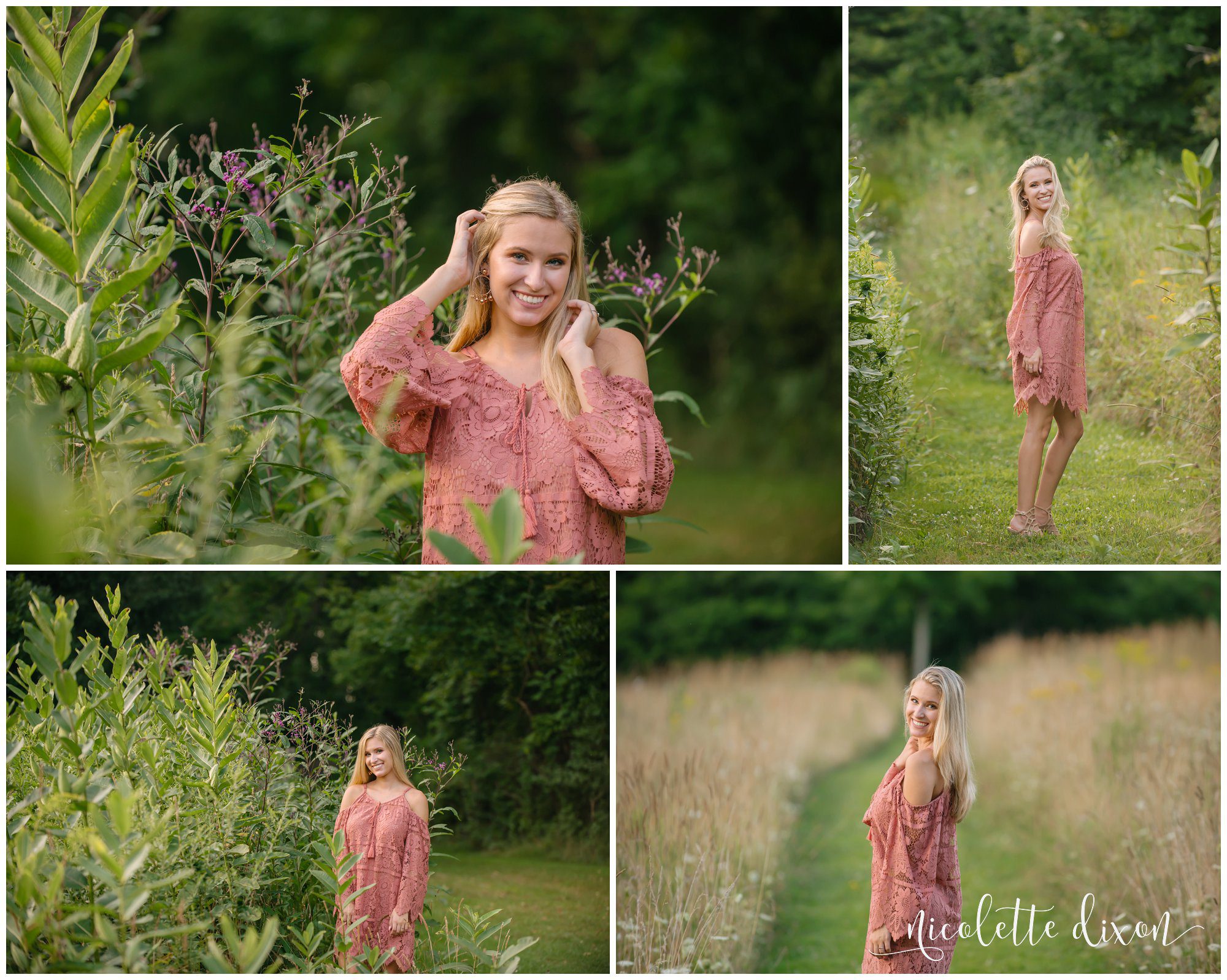 High school senior girl poses in field in Sewickley Heights Borough Park near Pittsburgh
