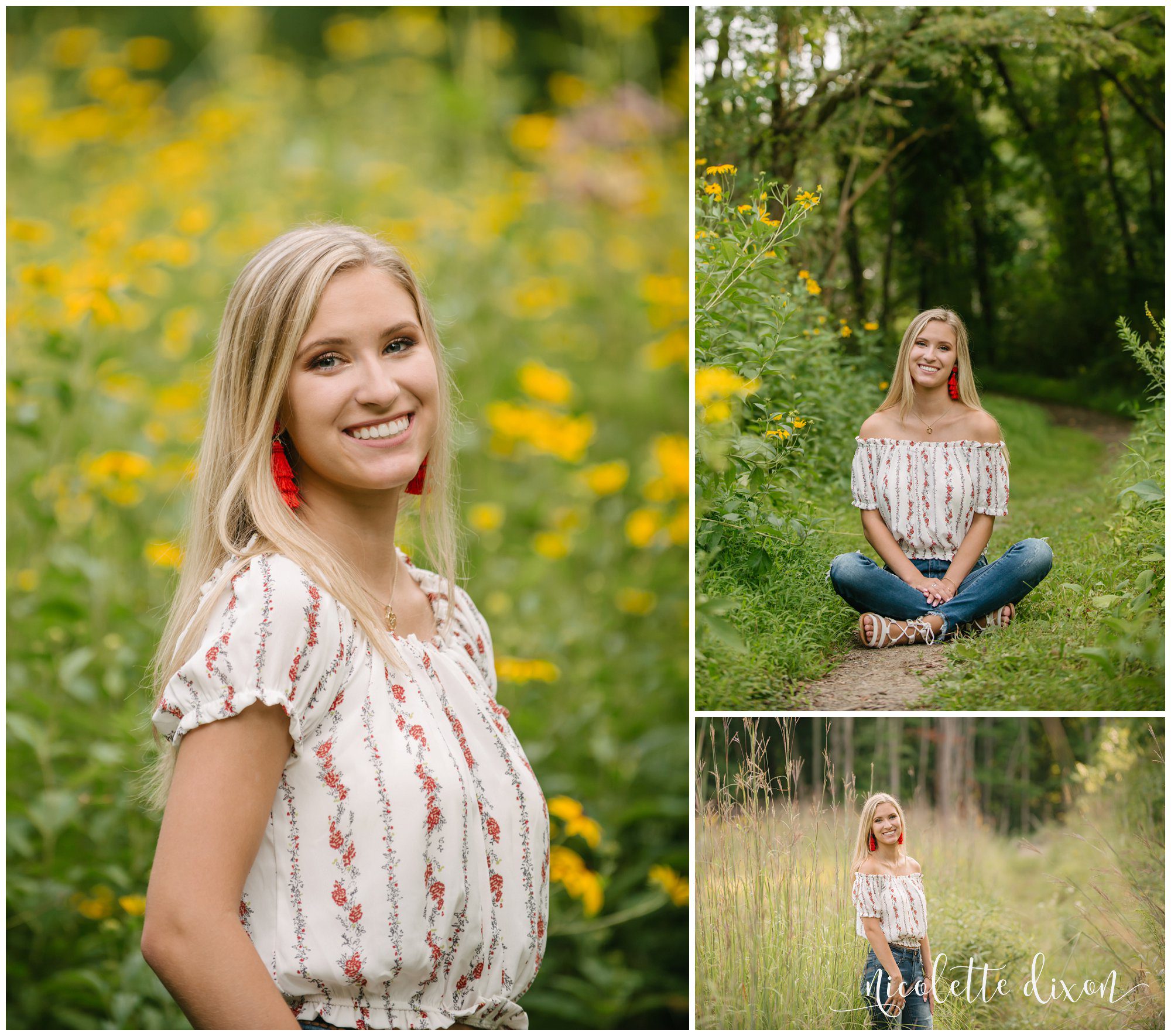 High school senior girl poses in field in Sewickley Heights Borough Park near Pittsburgh