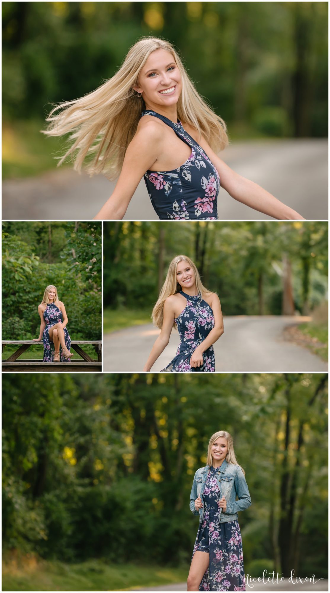 High school senior girl poses in Sewickley Heights Borough Park near Pittsburgh