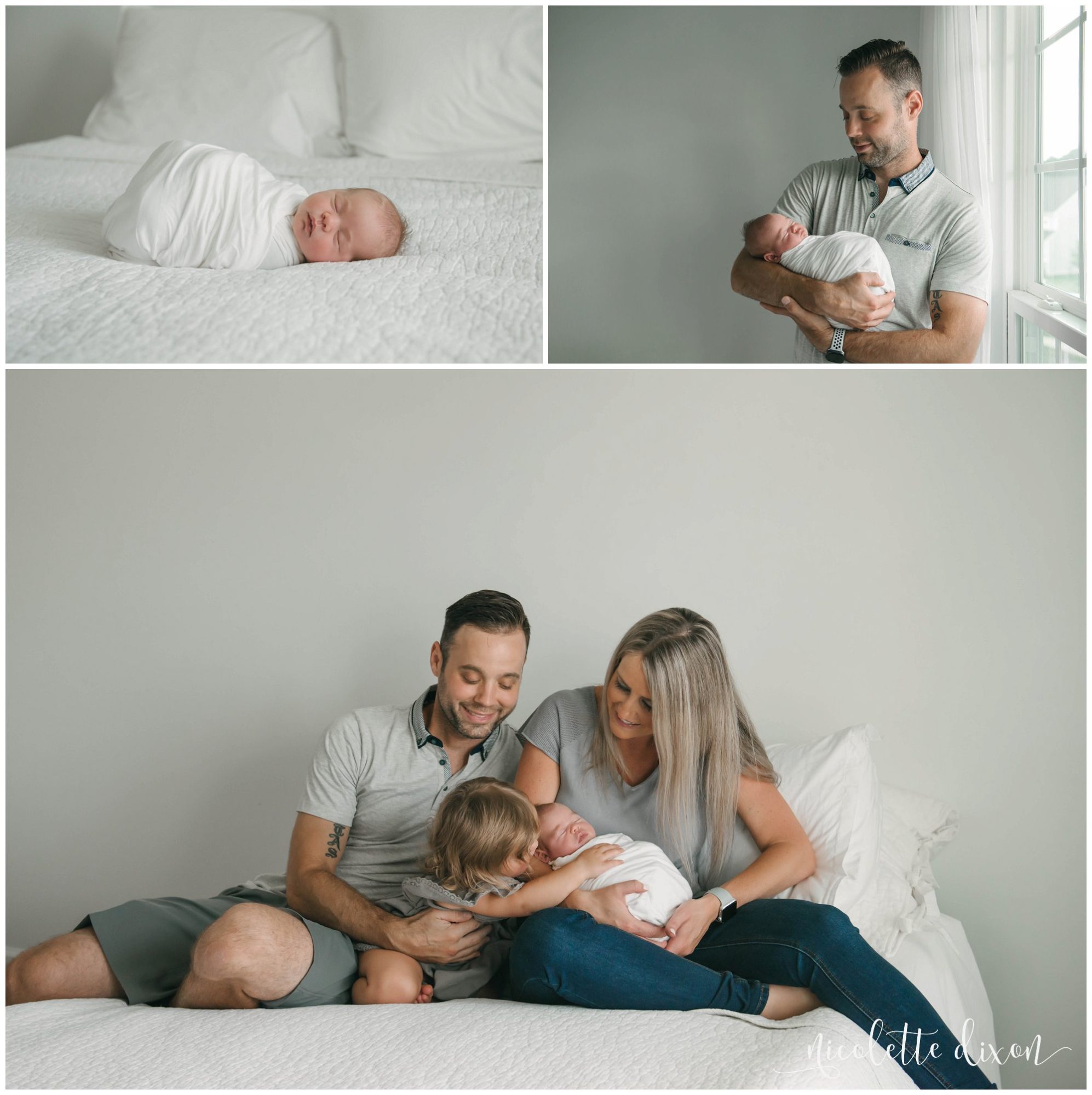 Family poses together in in-home studio in Moon Township near Pittsburgh