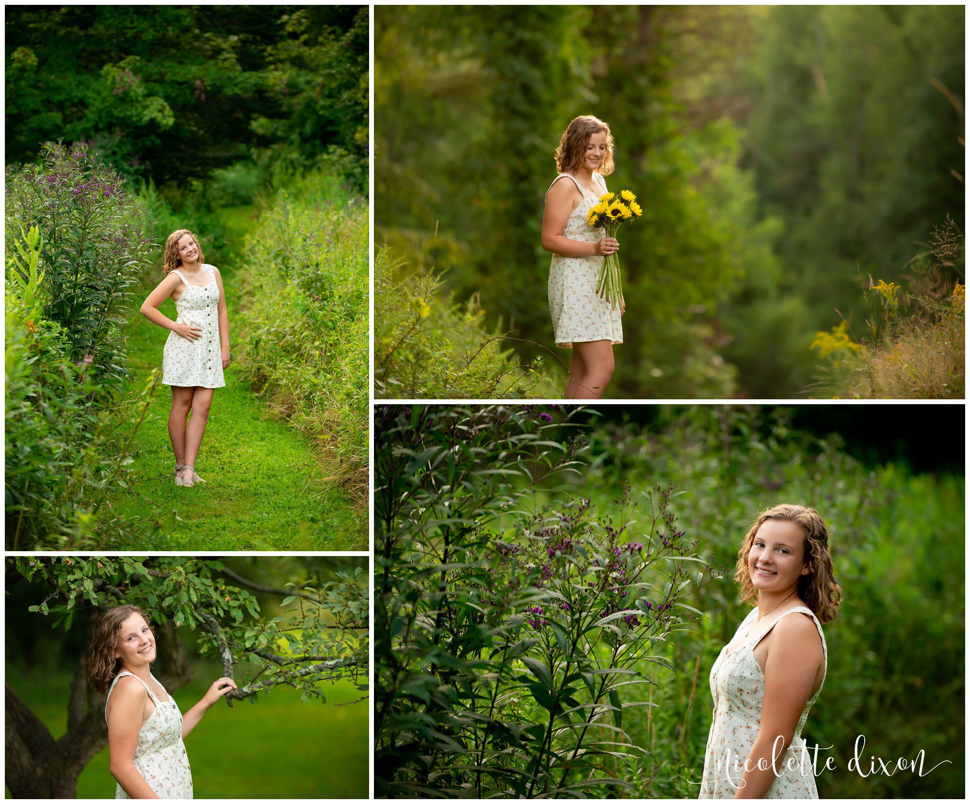 Moon Township senior girl poses with sunflowers at Sewickley Heights Borough Park near Pittsburgh