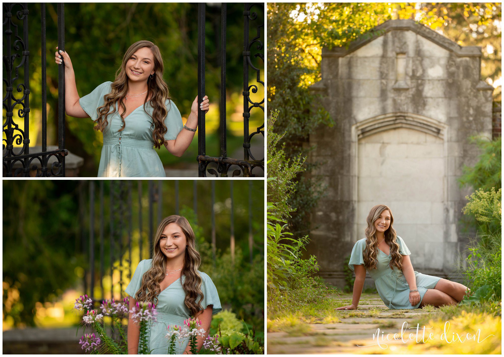 High school senior relaxes in front of stone wall in Mellon Park near PIttsburgh