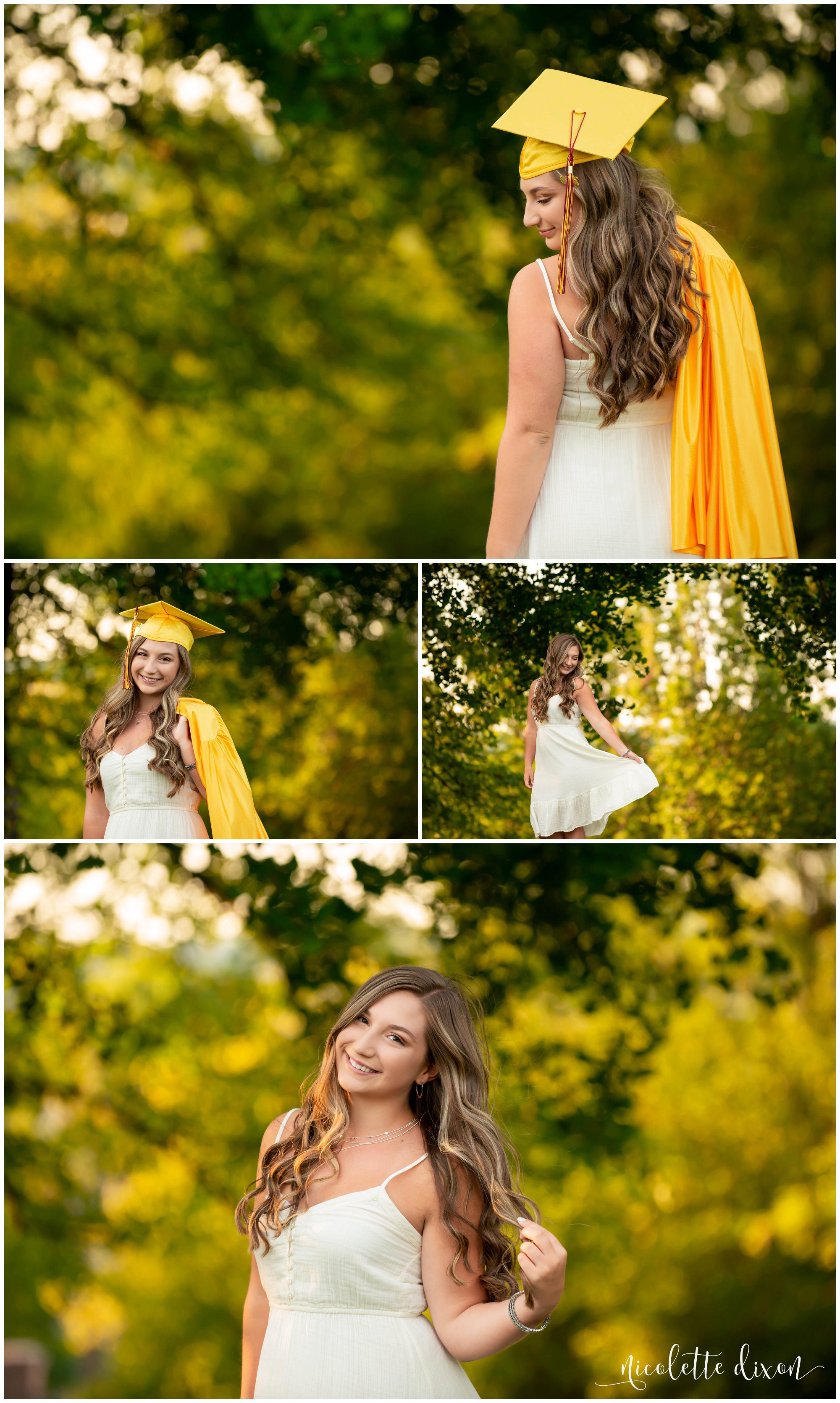 High school senior girl poses with graduation cap and gown in Mellon Park near Pittsburgh