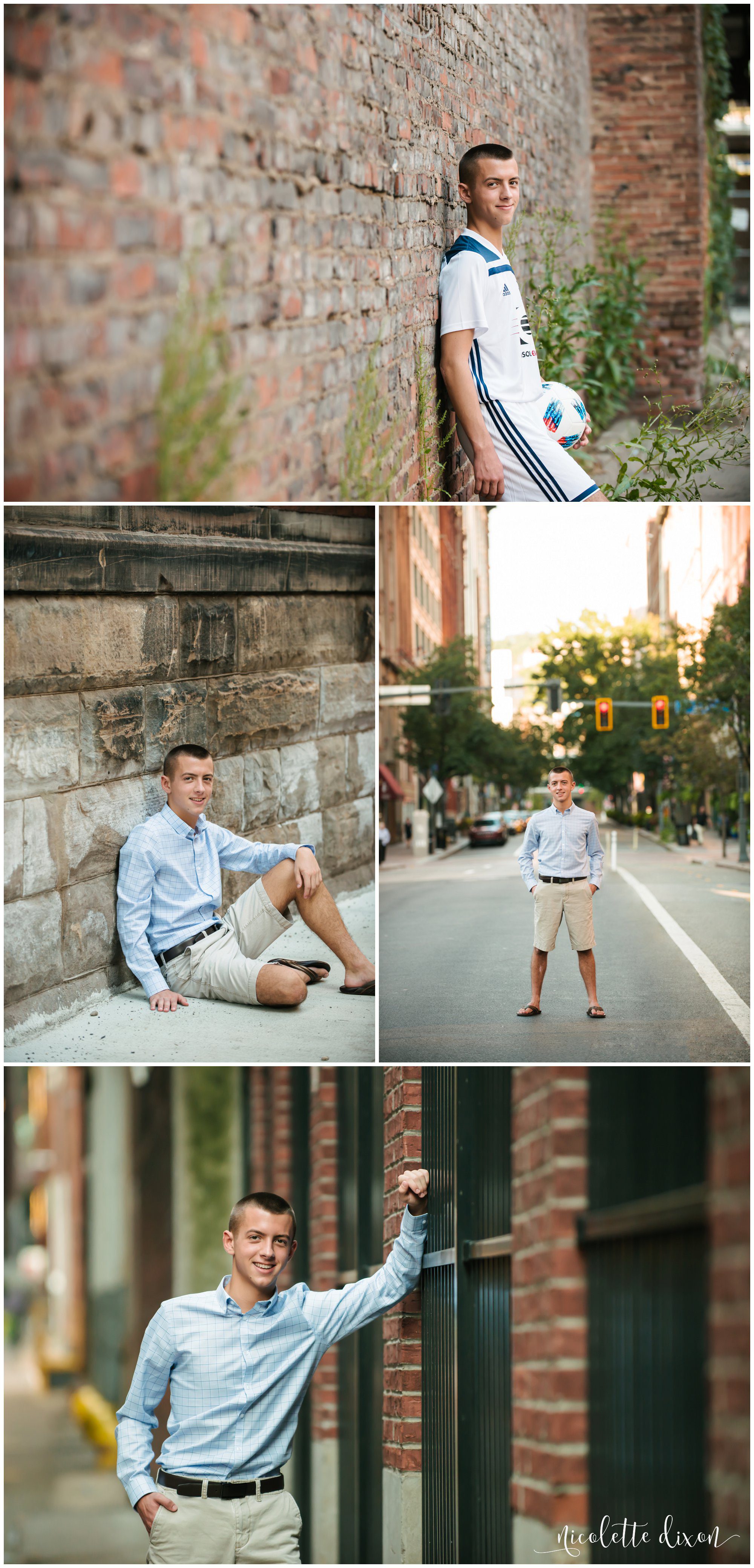 High school senior poses in alleys and streets in downtown Pittsburgh