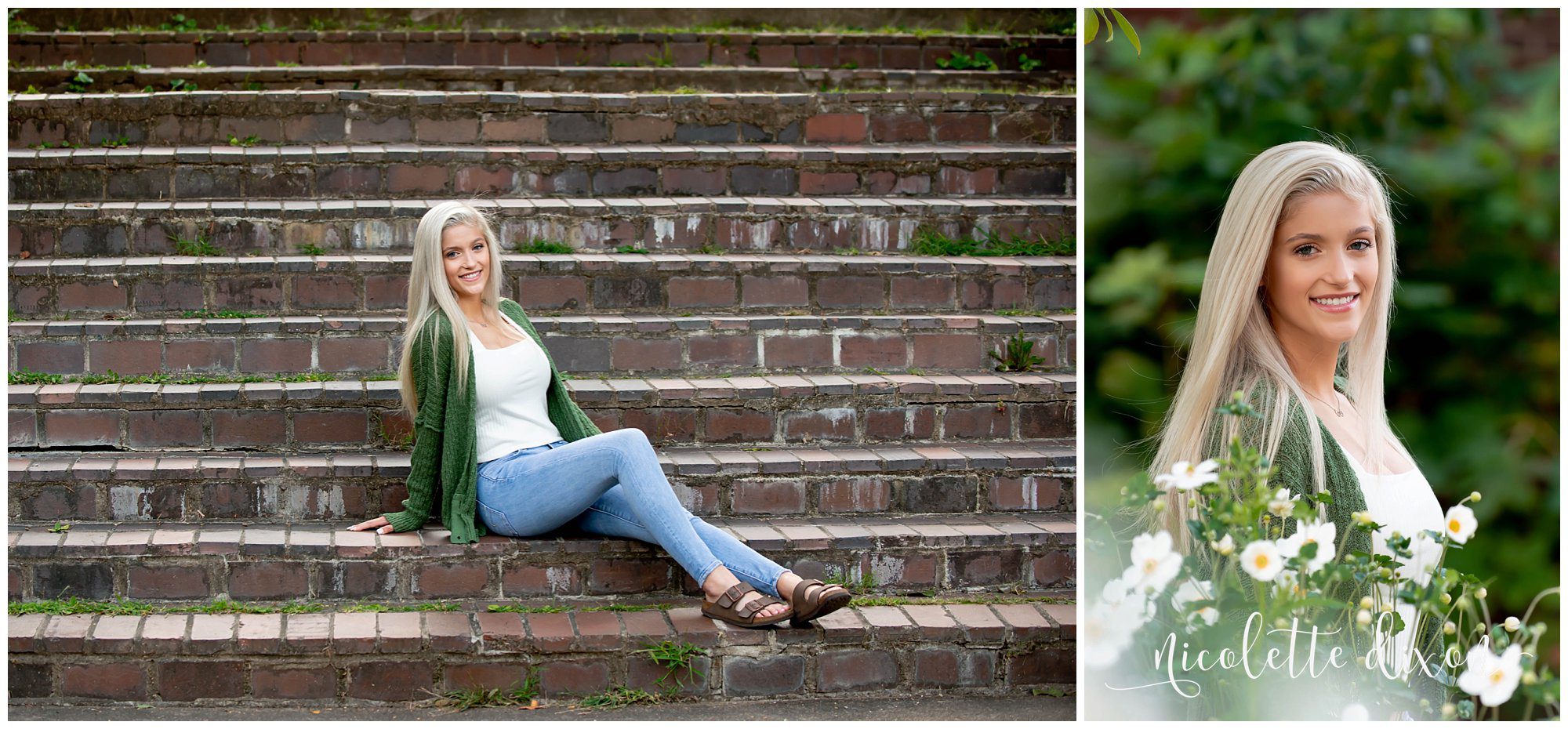 High School Senior Girl Sitting on Steps in Greensboro North Carolina