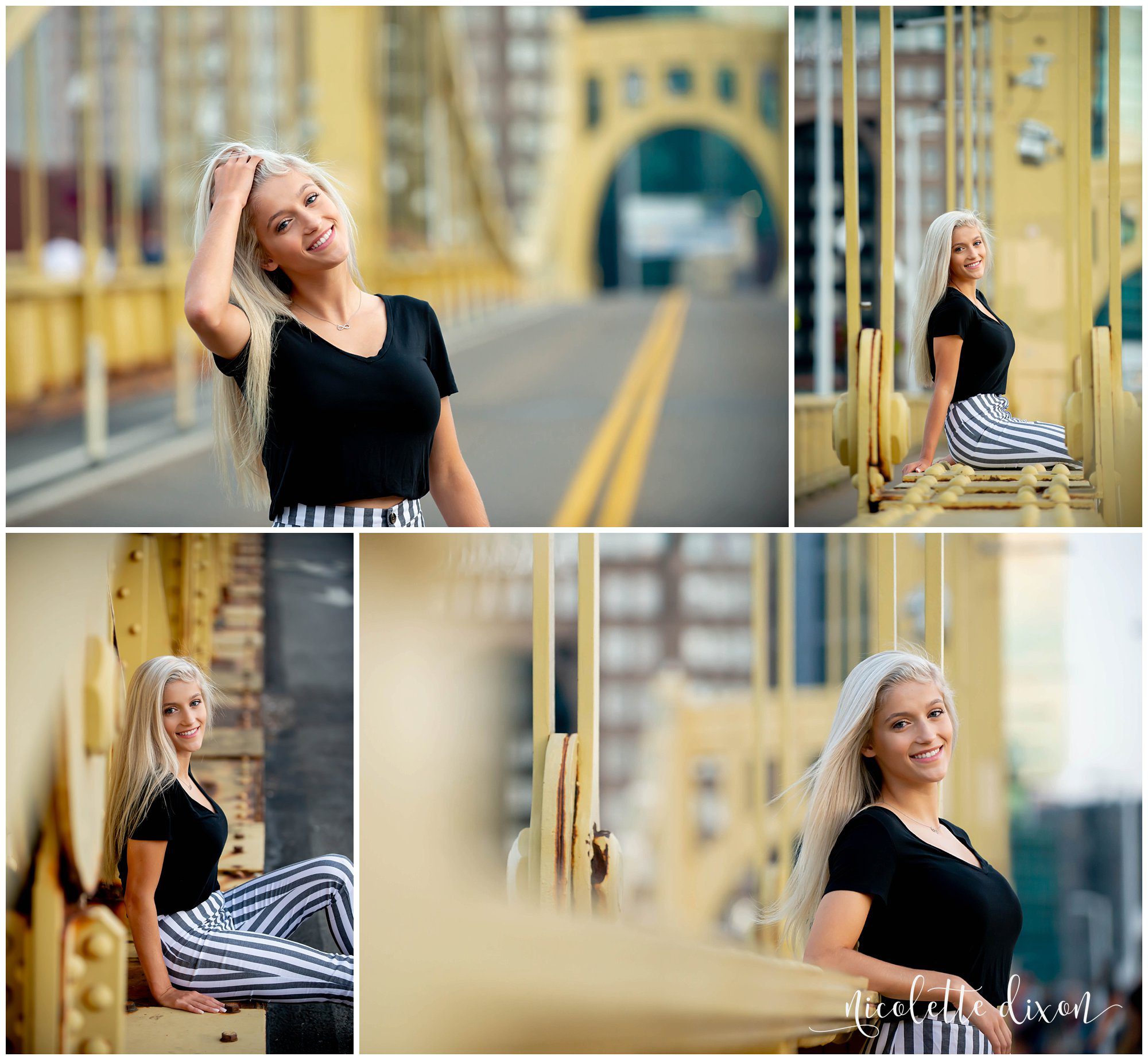 High School Senior Girl Sitting on Bridge in Greensboro North Carolina