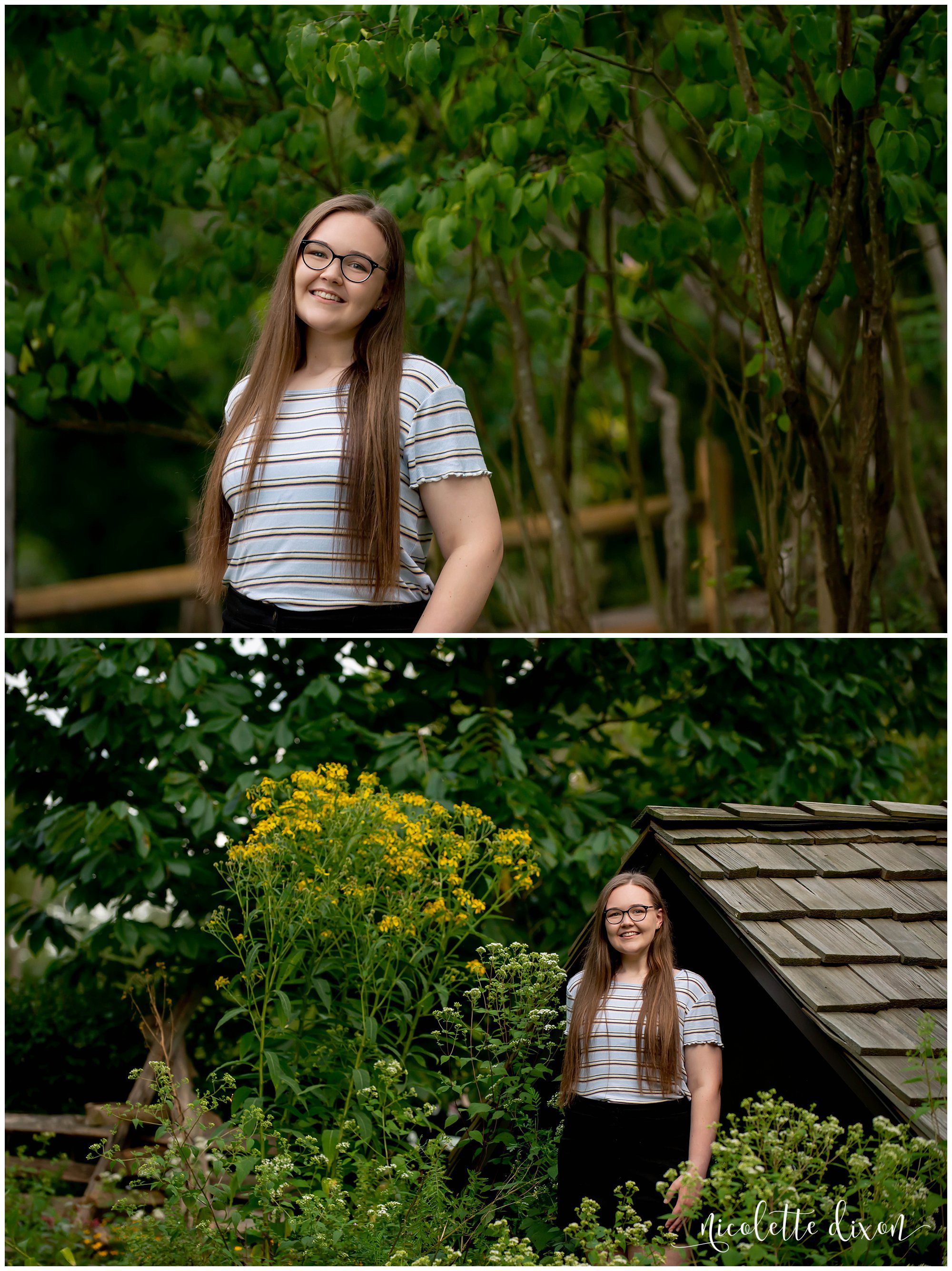 High School Senior Girl Standing in Front of Tree in Greensboro NC