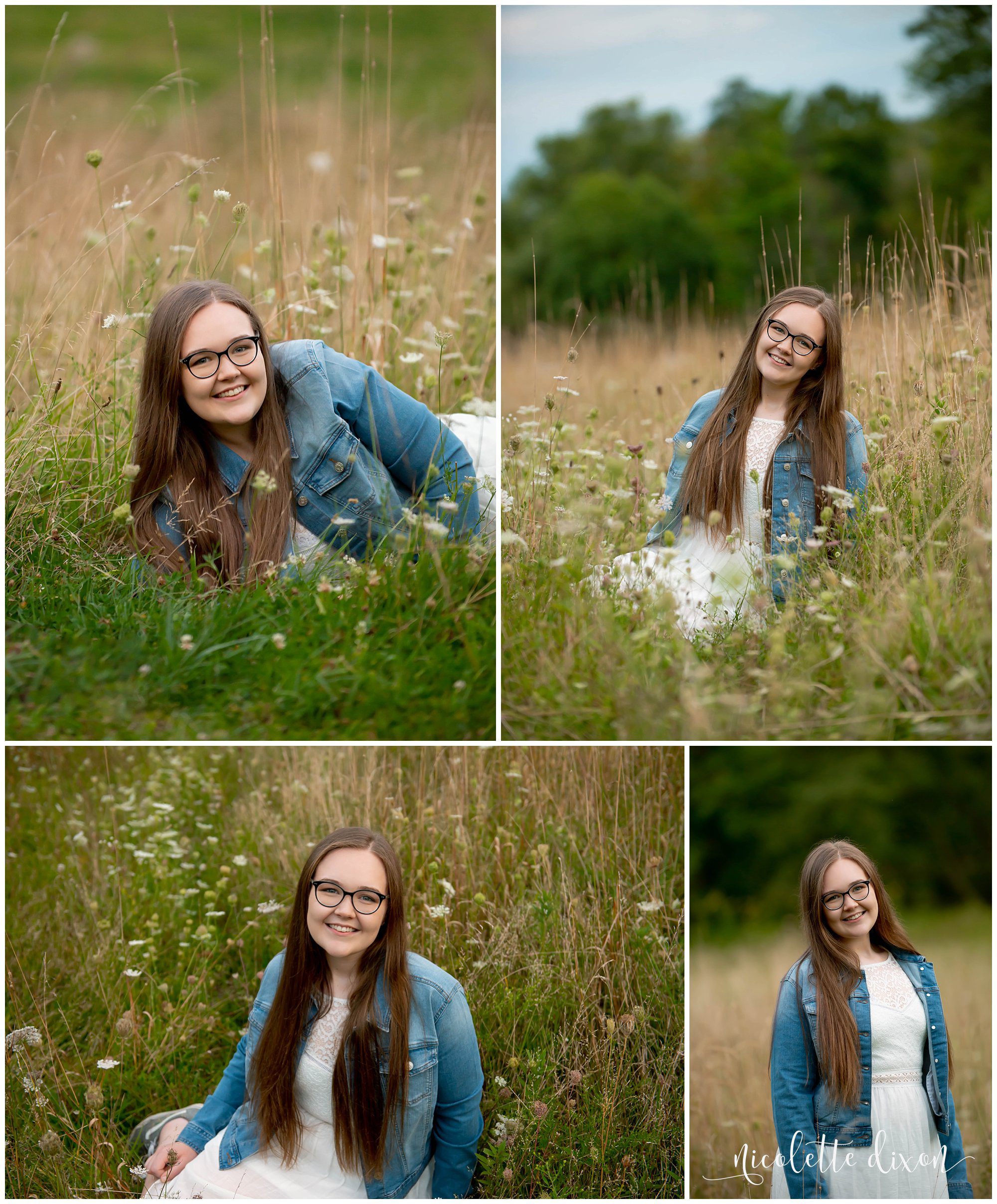 High School Senior Girl Laying in Field of Flowers in Greensboro NC